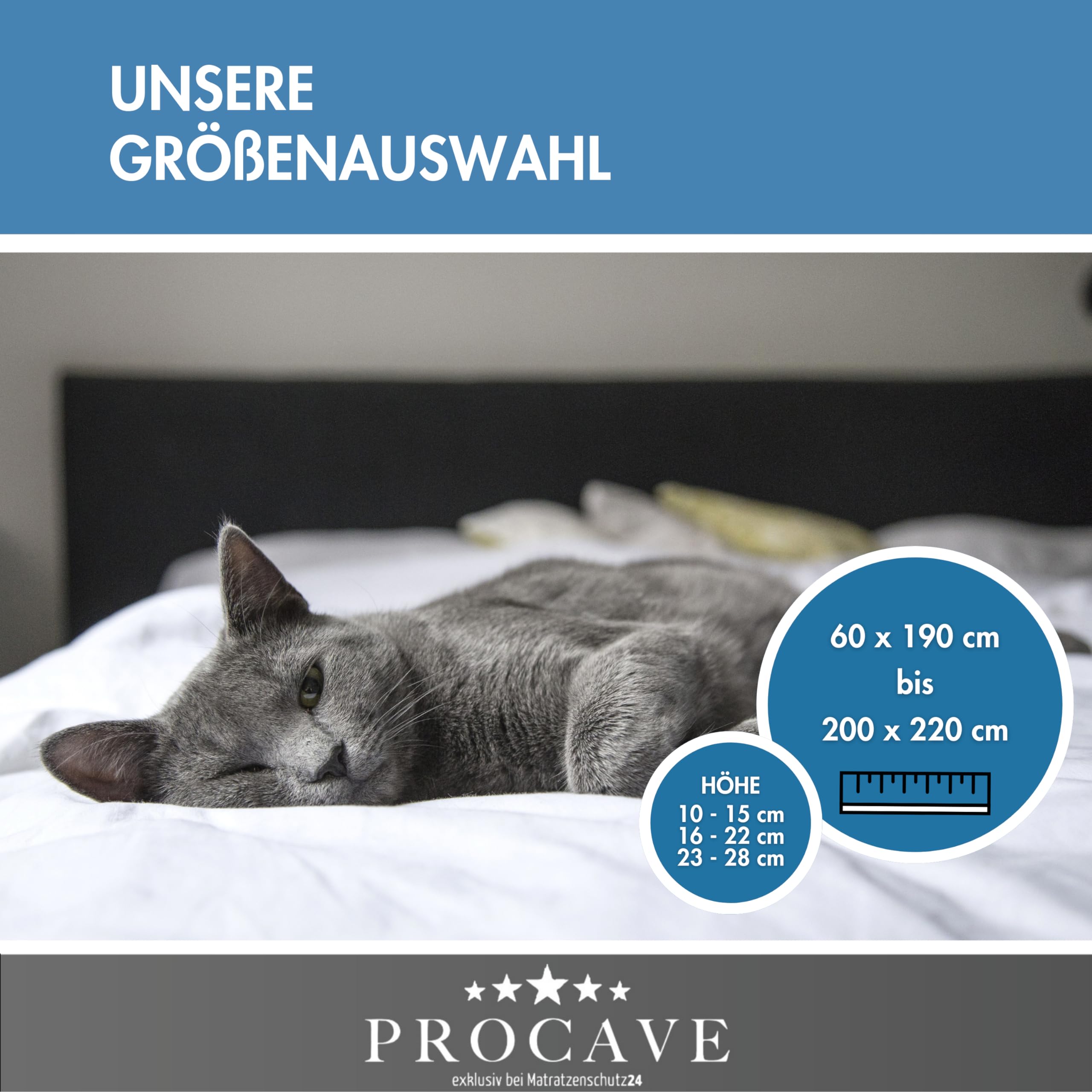 PROCAVE Matratzenbezug 100x200 cm Frottee unversteppt | Matratzen-Höhe 16-22cm | Matratzenschoner
