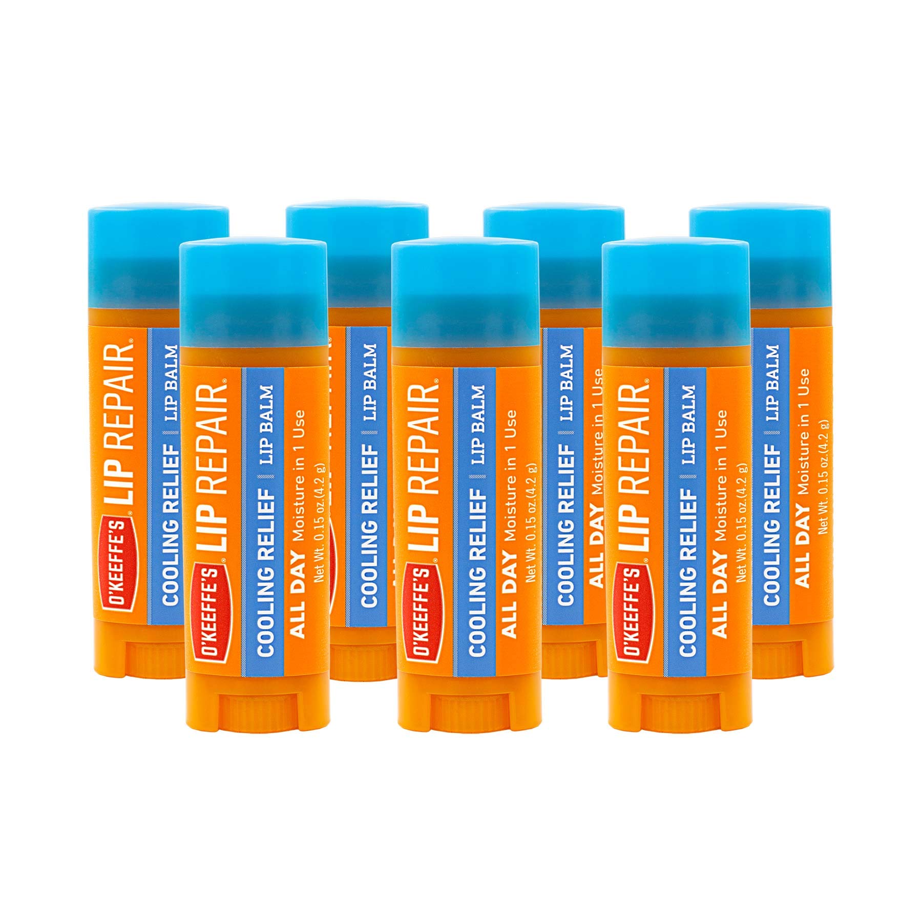 O'Keeffe's Cooling Relief Lip Repair Lippenbalsam für trockene, rissige Lippen, Stick 7 - Pack