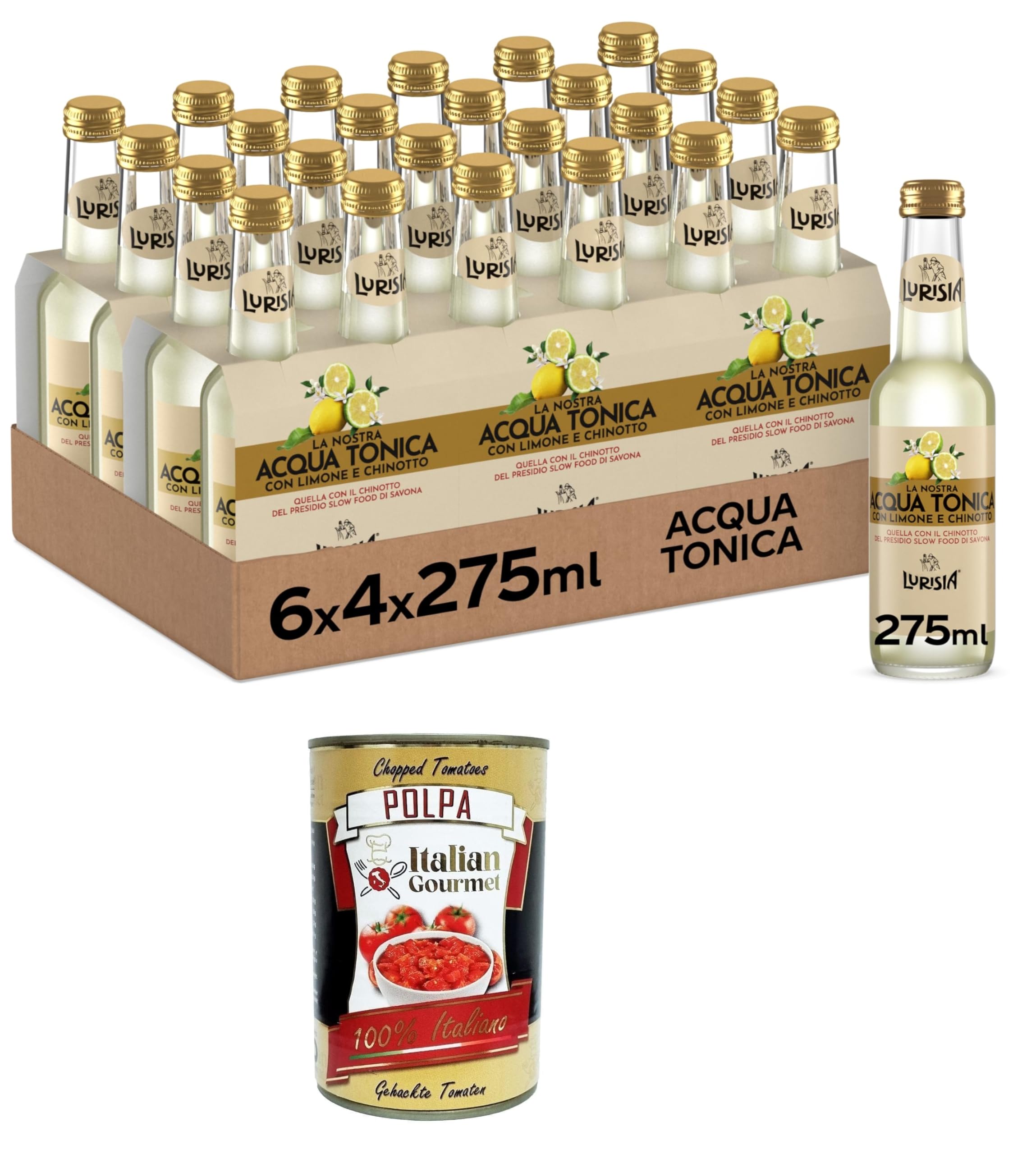 Italian Gourmet Acqua Tonica bevanda 24 x 275ml Glas Tonic Water Chinotto
