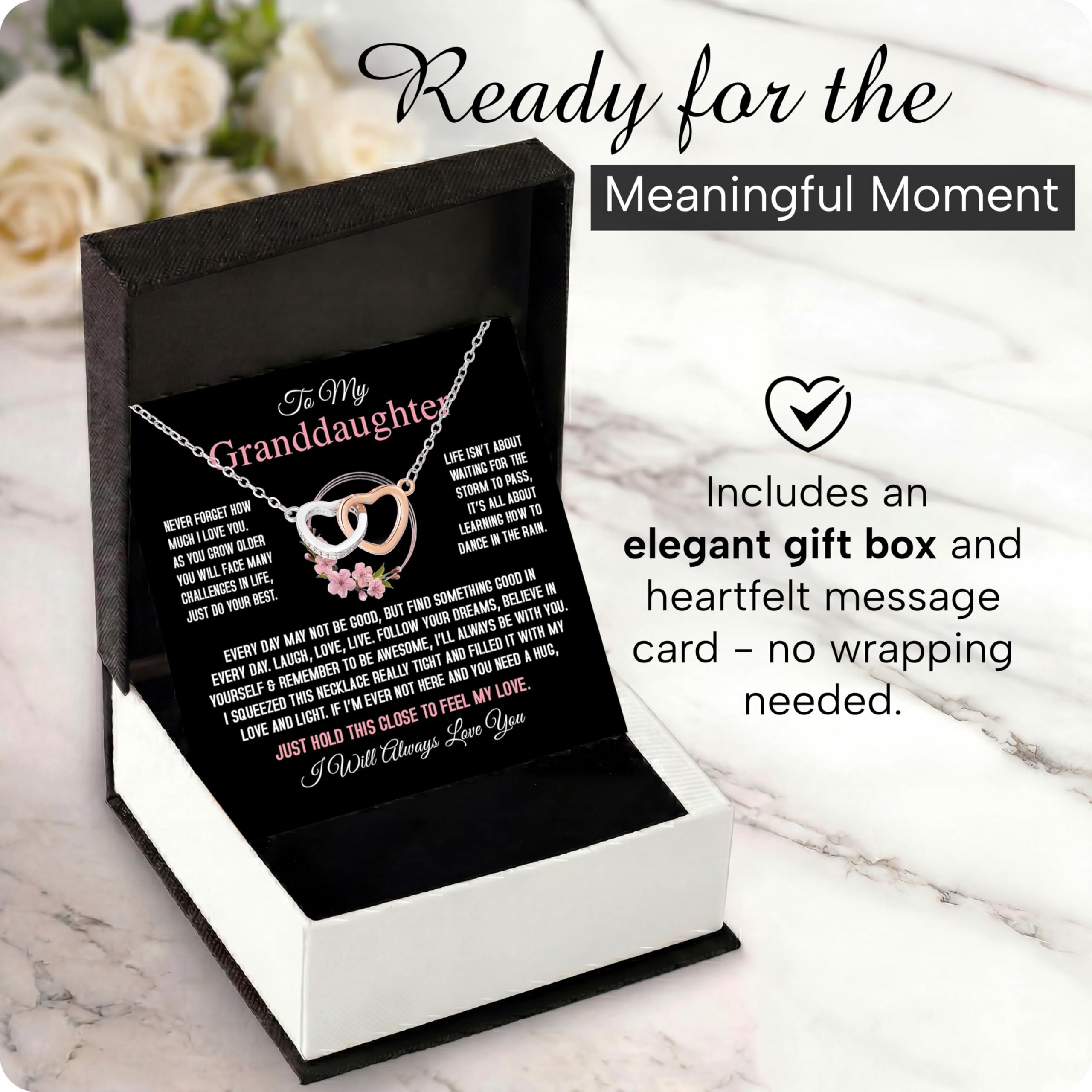 Larvincy Granddaughter Gifts From Grandma Grandpa - To My Granddaughter Necklace With Heartfelt Message & Elegant Box, Jewelry Gift For Birthday, Graduation, Valentines, Mothers Day, Christmas & More