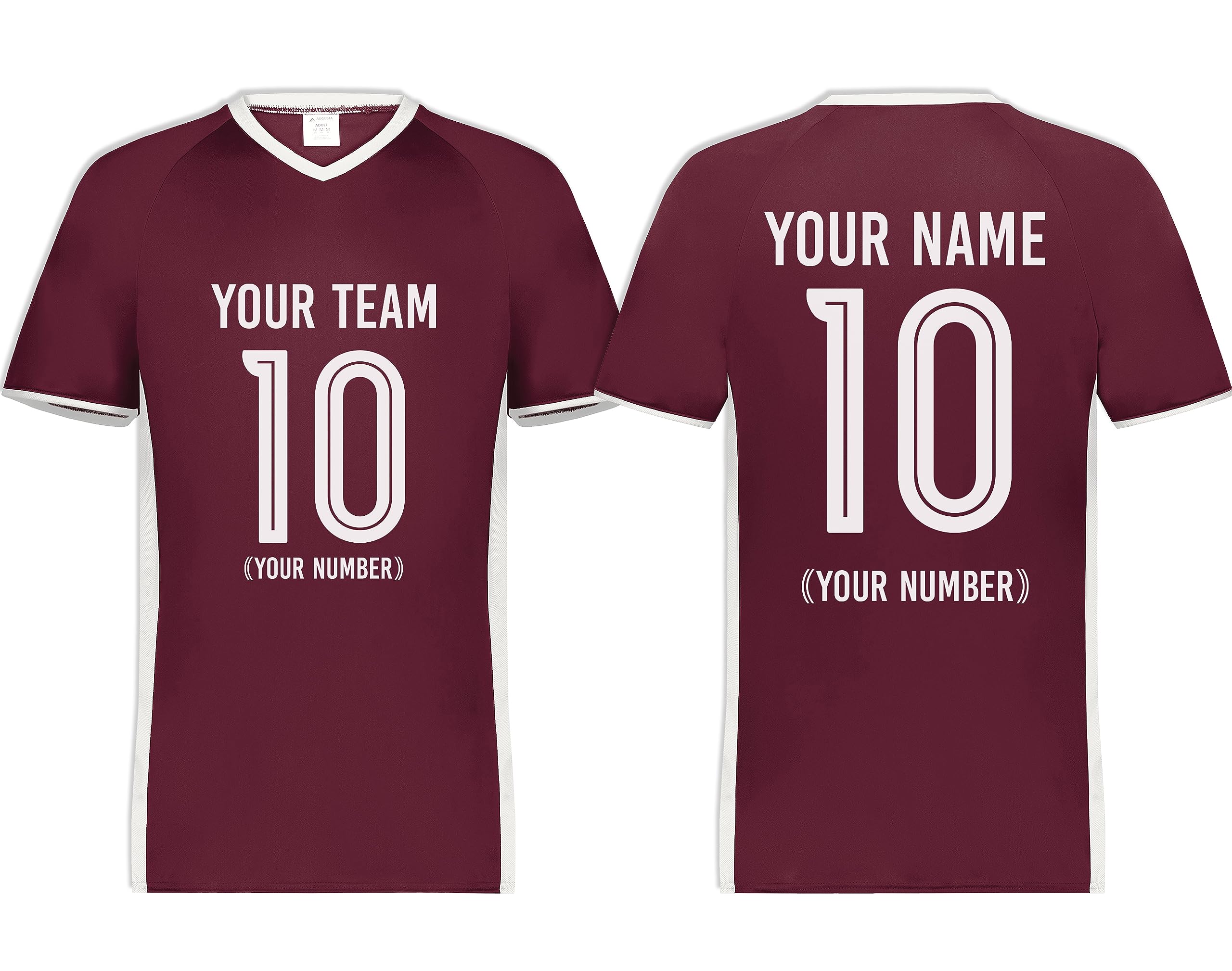 Custom Soccer V-Neck Jersey with Name Number Team Personalized Soccer V-Neck Shirts for Youth Maroon Medium