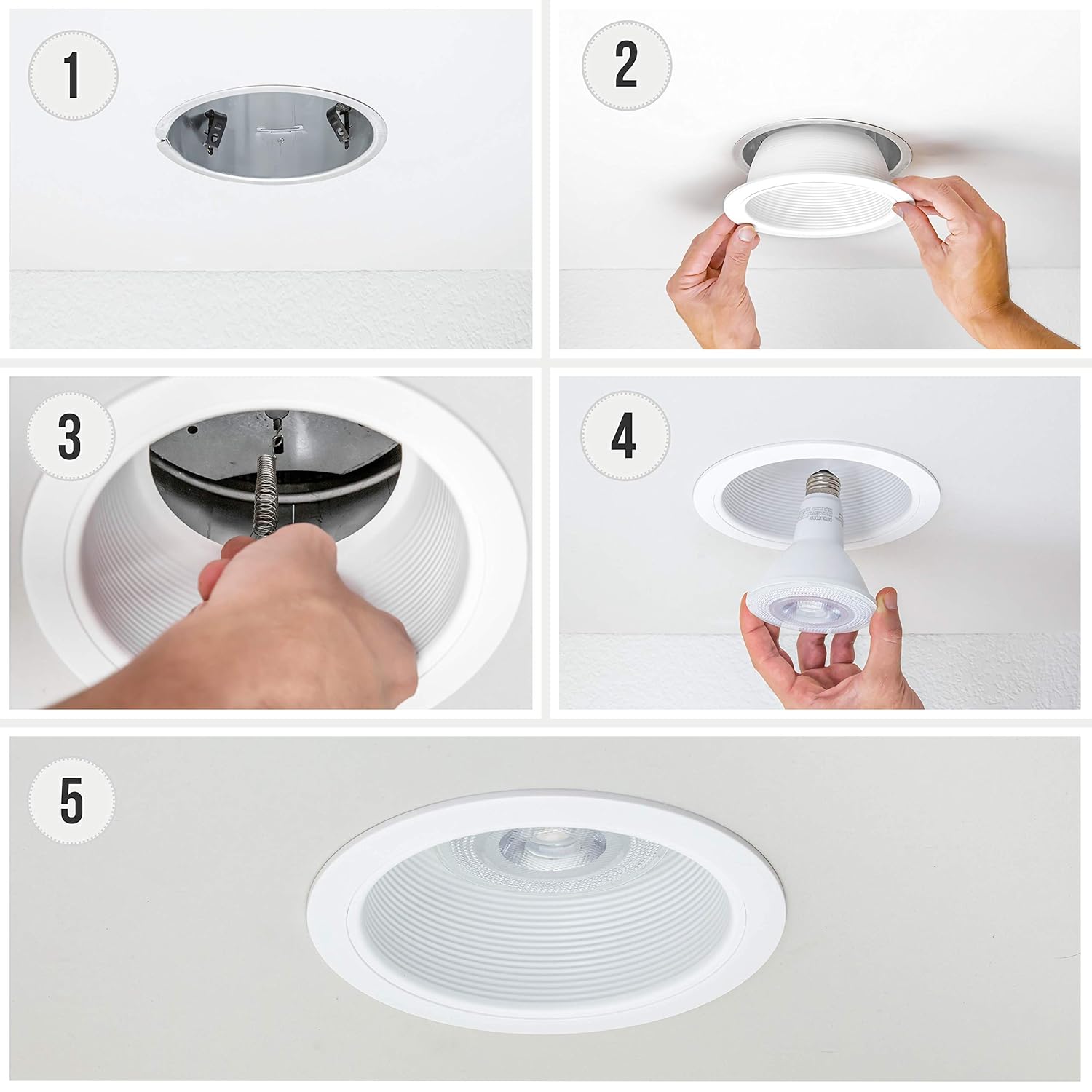 6-Pack White Aluminum Recessed Can Light Trim Cover