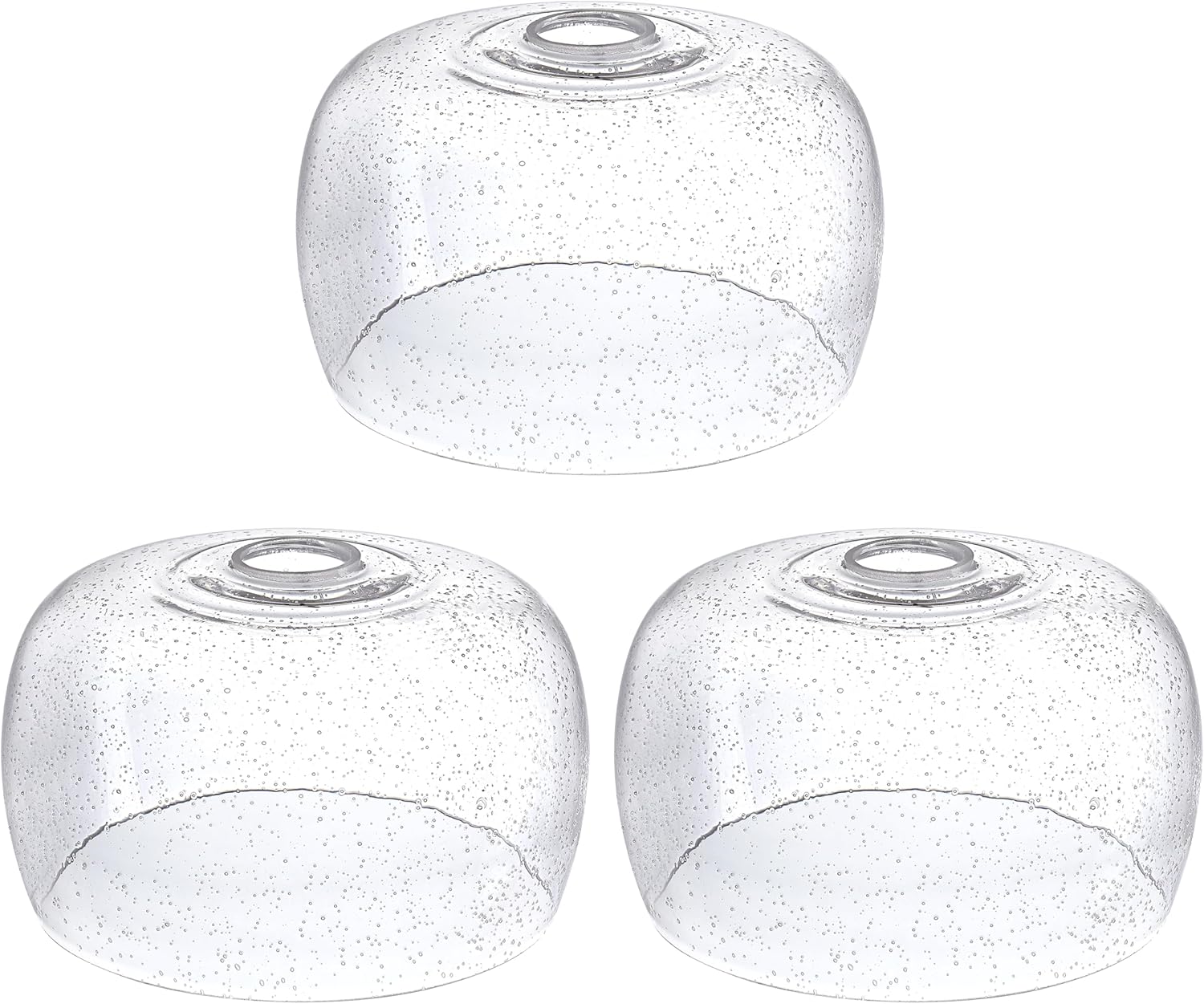 3 pack 9" clear seeded replacement glass shade, 1-5/8" fitter opening for threaded medium base socket for pendant light,ceiling light,chandelier light,wall sconce shade 3 pack 9" clear seeded glass