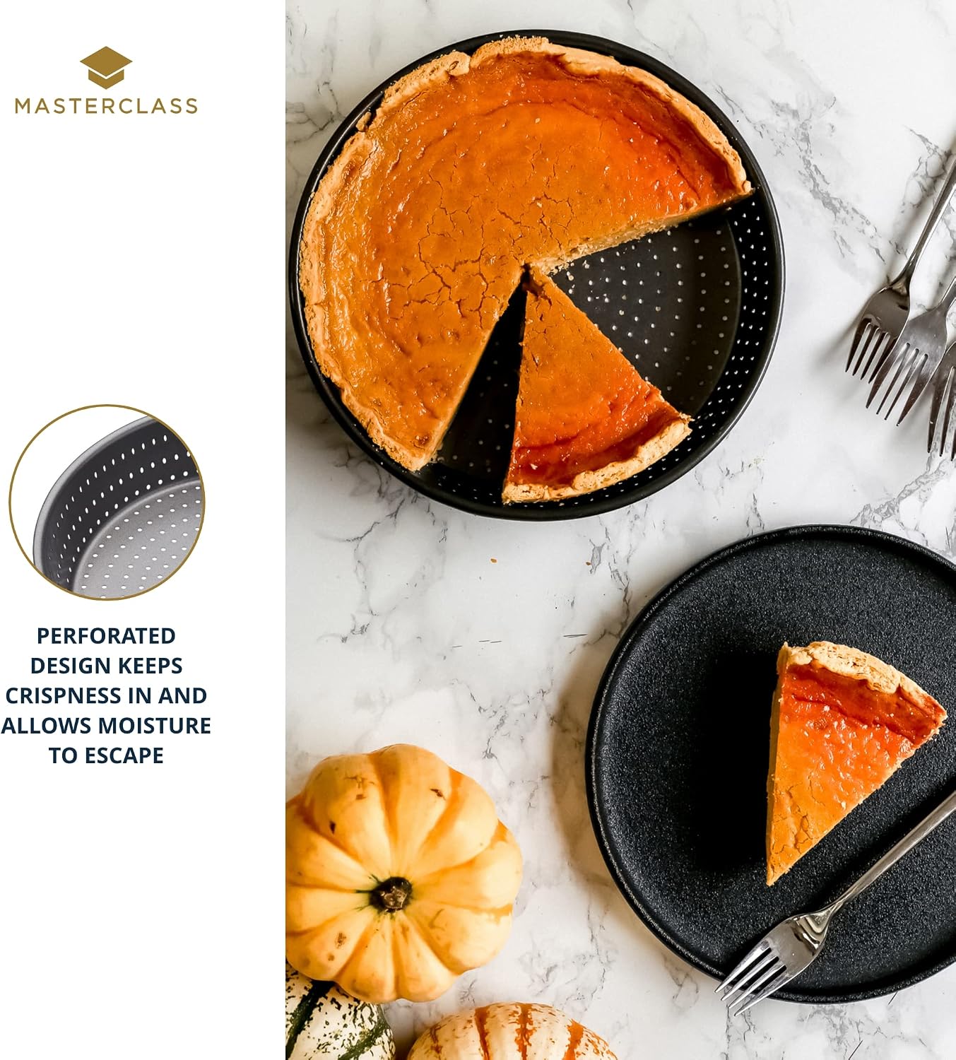 Master Class MasterClass Crusty Bake Non-Stick 23cm Fluted Round Flan/Quiche Tin, Grey