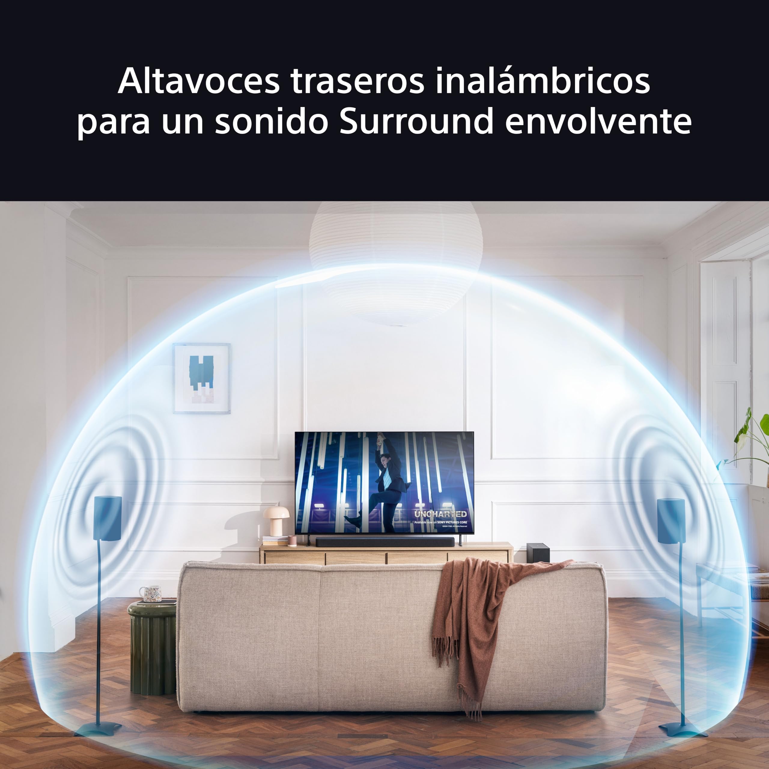 Sony BRAVIA Theatre SA-RS8 Altavoces Traseros inalámbricos, Sonido Surround,Spacial Mapping 360, Compatible con IMAX Enhanced,Funciona con Barras de Sonido y subwoofer, Fácil configuración y Control