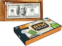 Vista 1 de BSIRI ATM Puzzle Box for Adults Secret Brain Teaser Wooden Puzzle Boxes with Hidden Compartments Ideal Mystery Money Jewelry 3D Puzzle Lock Gift