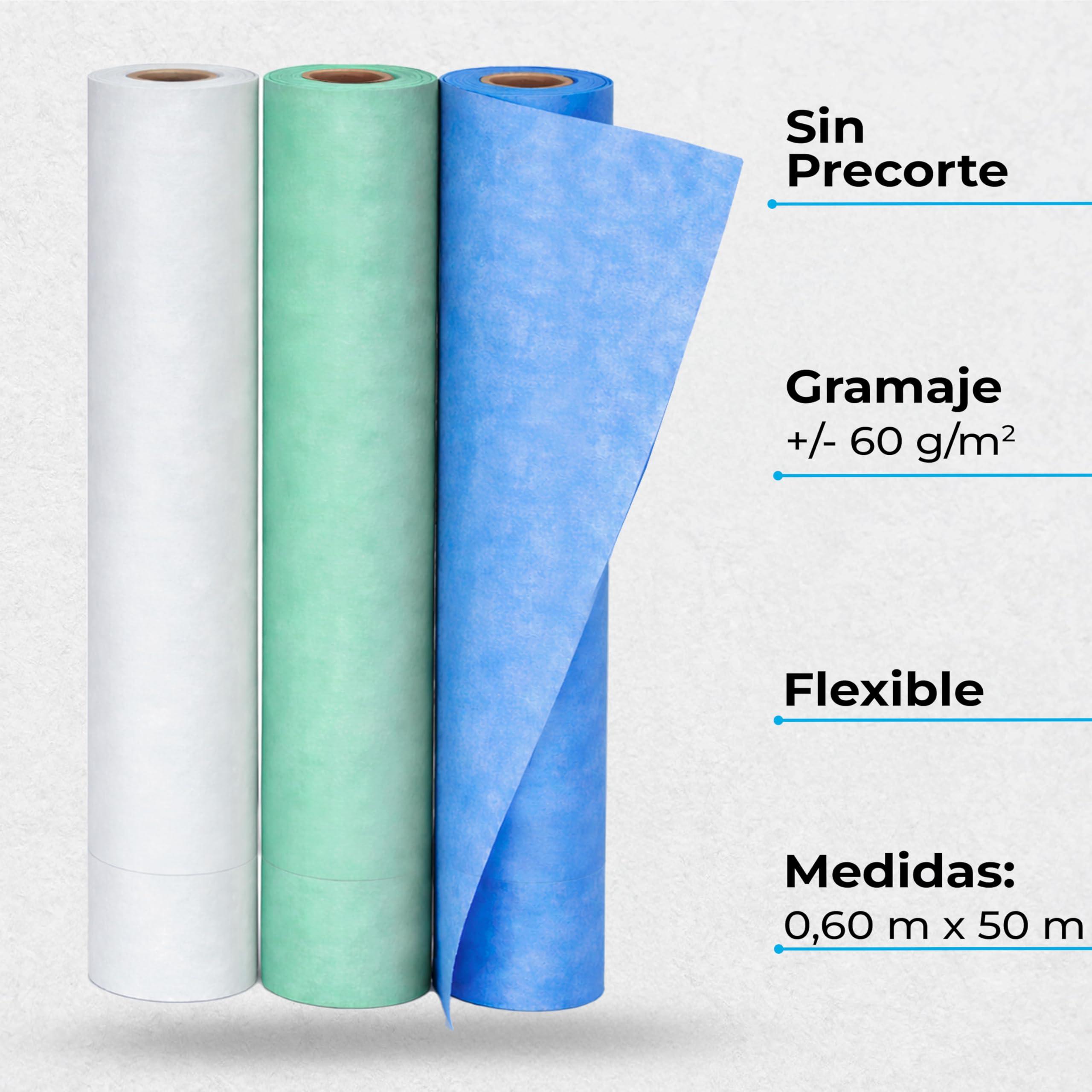 Papel Camilla Parafinado Antigoteo Azul | 60 cm x 70 m (6 Rollos Sin Precorte)