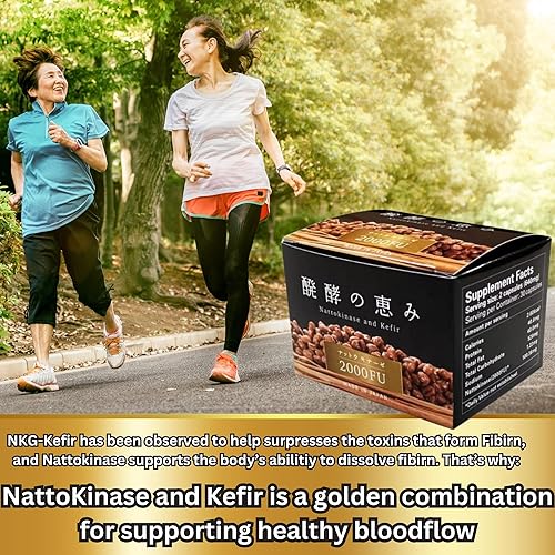 Miniatura 5 de Suplemento Nattokinase de 2.000 FU y kéfir, fabricado en Japón, soporte patentado de doble filo para sistema cardiovascular y circulatorio (30
