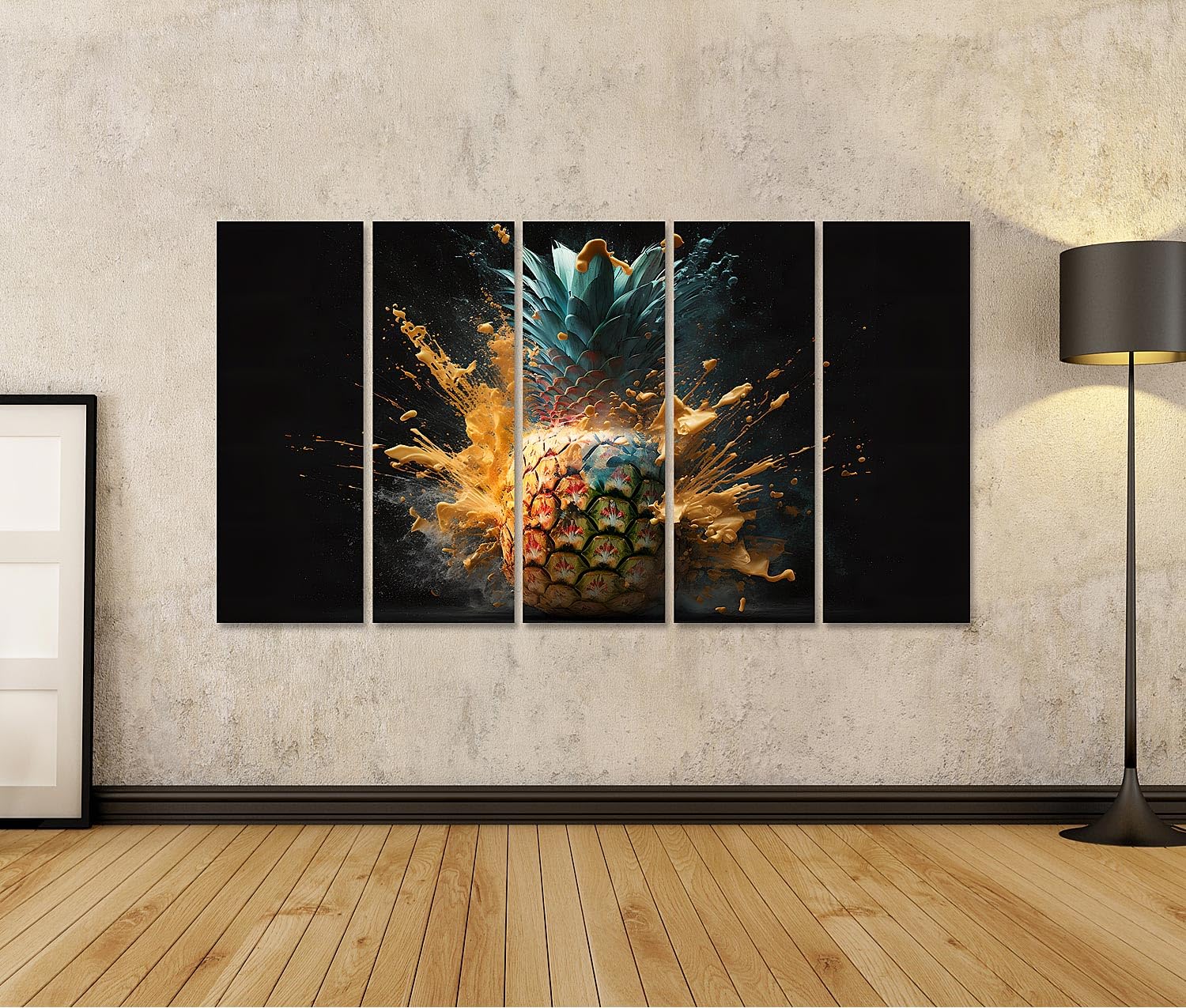 islandburner cuadro sobre lienzo maduro piña jugo orgánico publicidad creativa fresca exótica fruta amarillo cuadros murales carteles