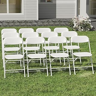 12 Pack Folding Chair, White Plastic Folding Chairs Outdoor Indoor, 350lb Capacity,Portable Event Chair, Lightweight Party Chairs,for Events Office Wedding Party Rental Picnic Kitchen Patio