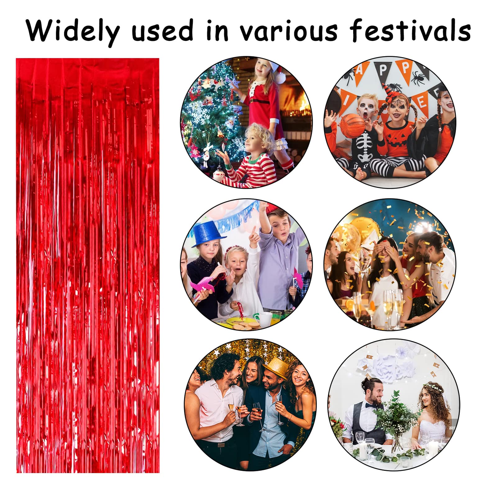 Rideaux à Franges, 4 Pcs Argent Rideau Brillant Métallique Rideau Toile