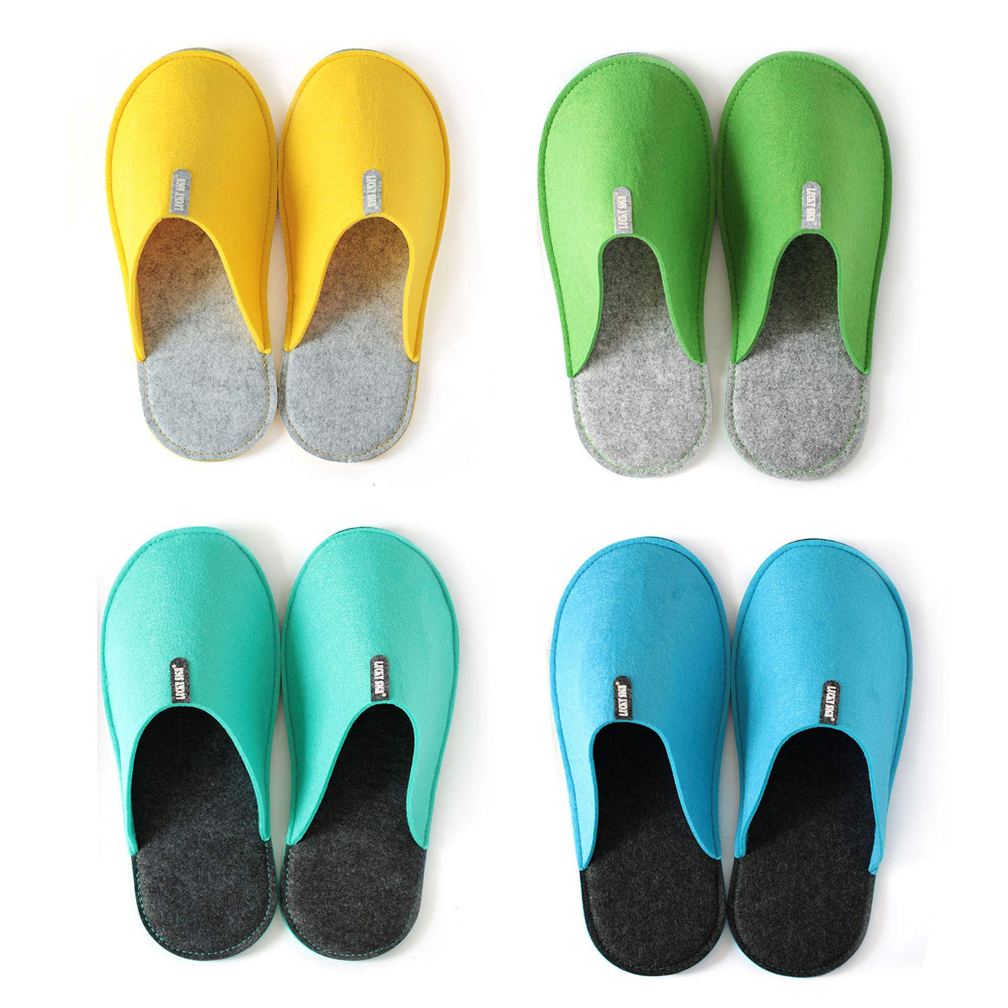 Lucky Sign - Pantofole per Ospiti 4 Paia Antiscivolo Ciabatte in feltro di alta Qualità Unisex