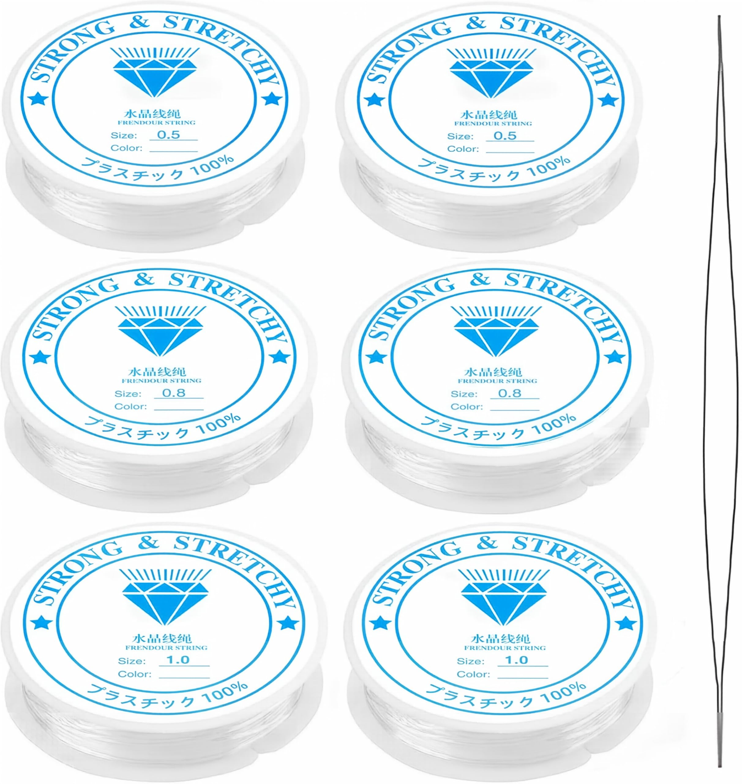 Clear Elastic Thread for Bracelets,0.5mmX2, 0.8mmX2,1.0mmX2 Strong Bracelet String,6 Rolls Stretchy Bracelet Elastic for Hanging Decorations,DIY Making.