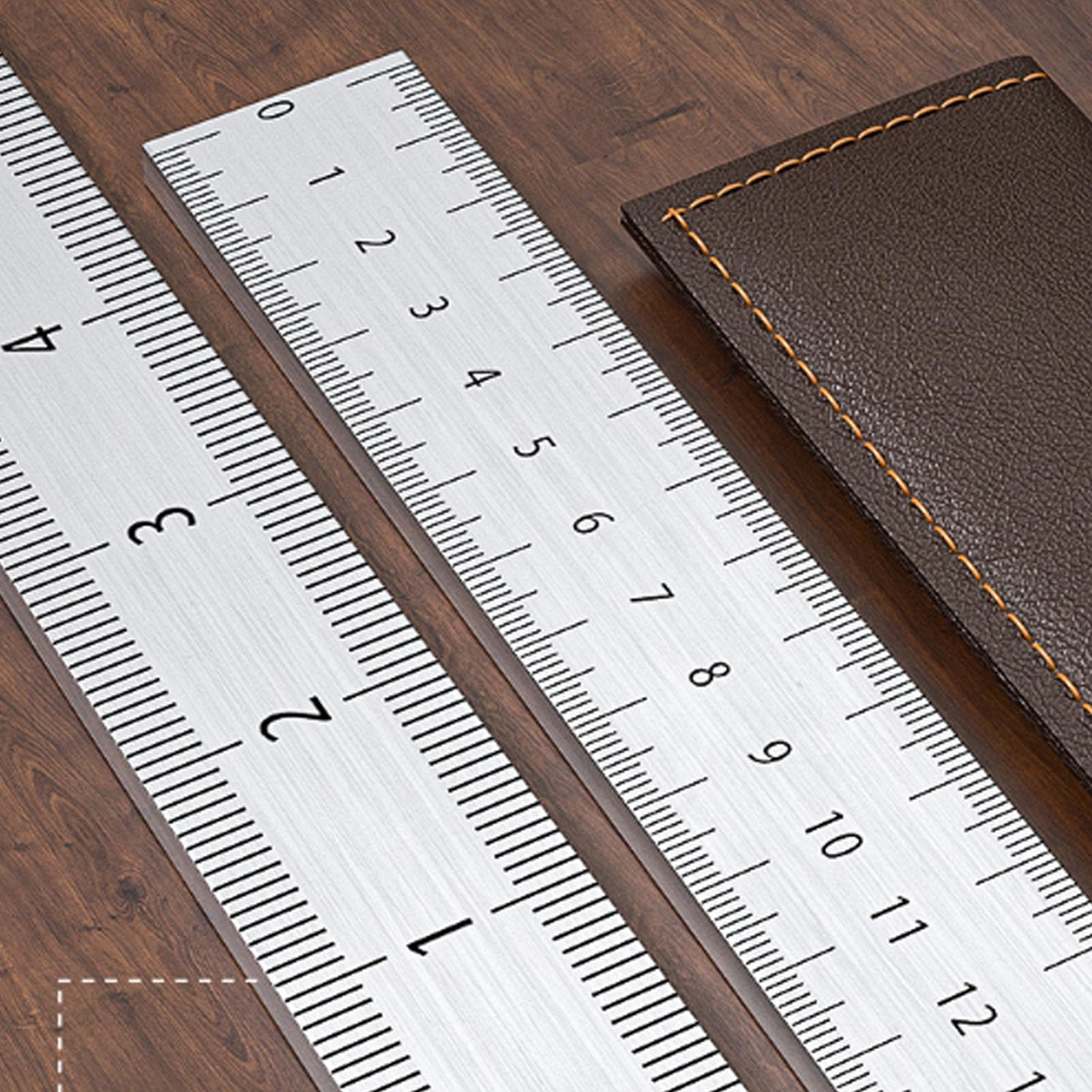 Righello in Metallo, Righello in Acciaio Inossidabile con Manico in Tiglio, Strumento di Misurazione da 30 Cm per Architetti e Ingegneri