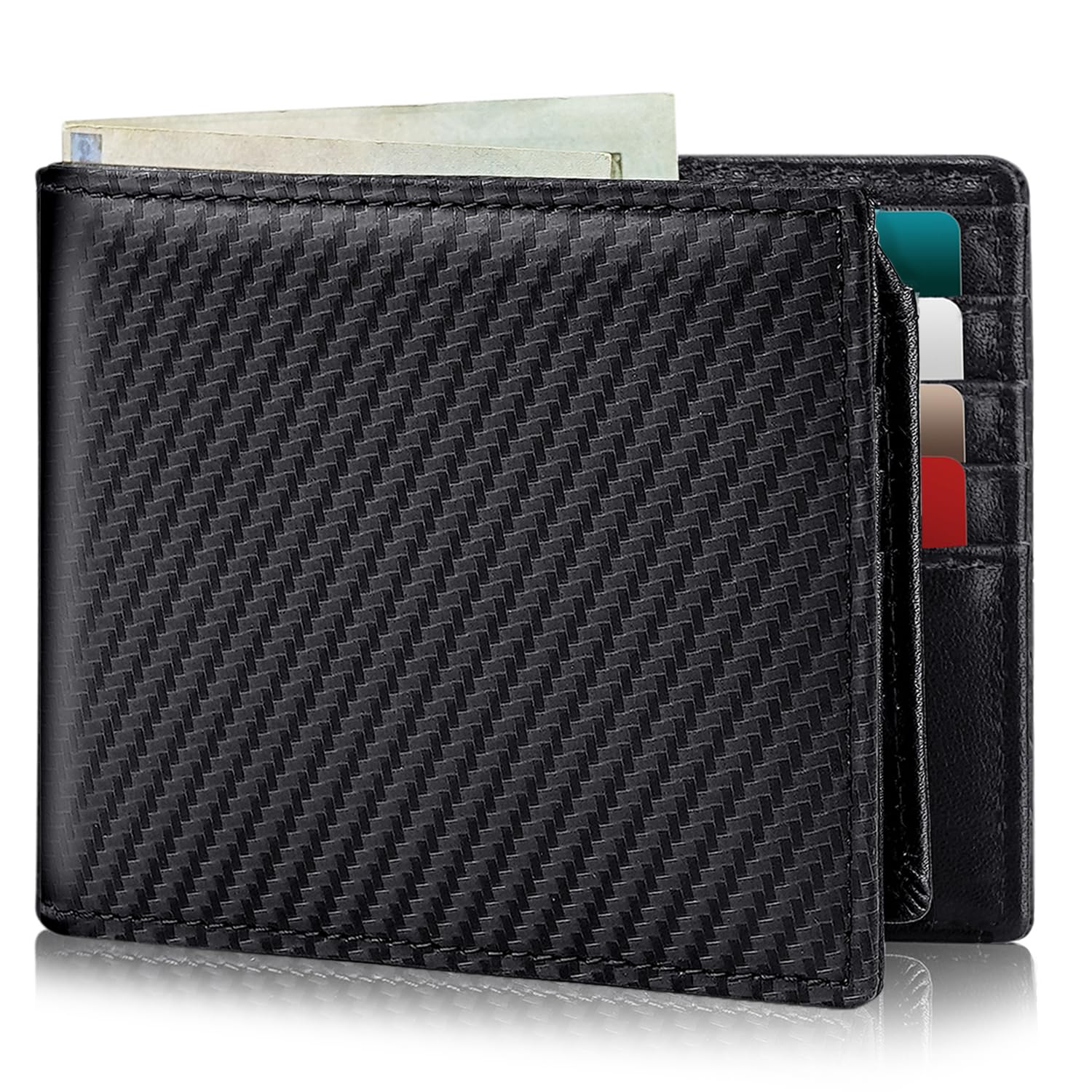 Artpaxy Mens Wallet Bifold Genuine Leather RFID Blocking Wallet for Men with 2 ID Windows 11 Card Holders 2 cash pockets 1 Gift Box