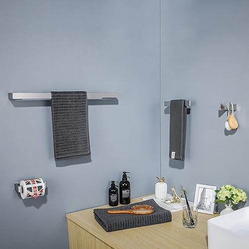 Miniatura 6 de TNOMS Juego de 4 piezas de accesorios de baño para toallas toallero toallero soporte para papel higiénico de acero inoxidable Q8-P4BR