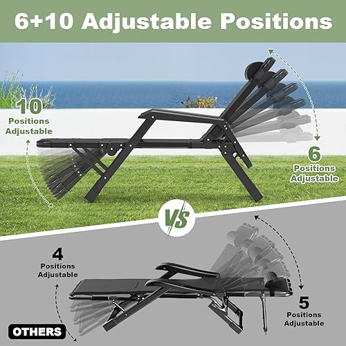 Miniatura 3 de Slendor Catre plegable de gran tamaño 3 en 1 de 29 pulgadas, 6+10 posiciones ajustables XL para patio, tumbona para adultos, cuna portátil, sillón