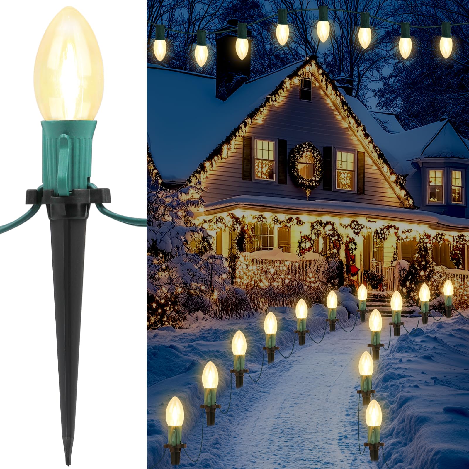 Clear C9 Christmas Lights HLO Lighting C9 LED Christmas Light Bulbs