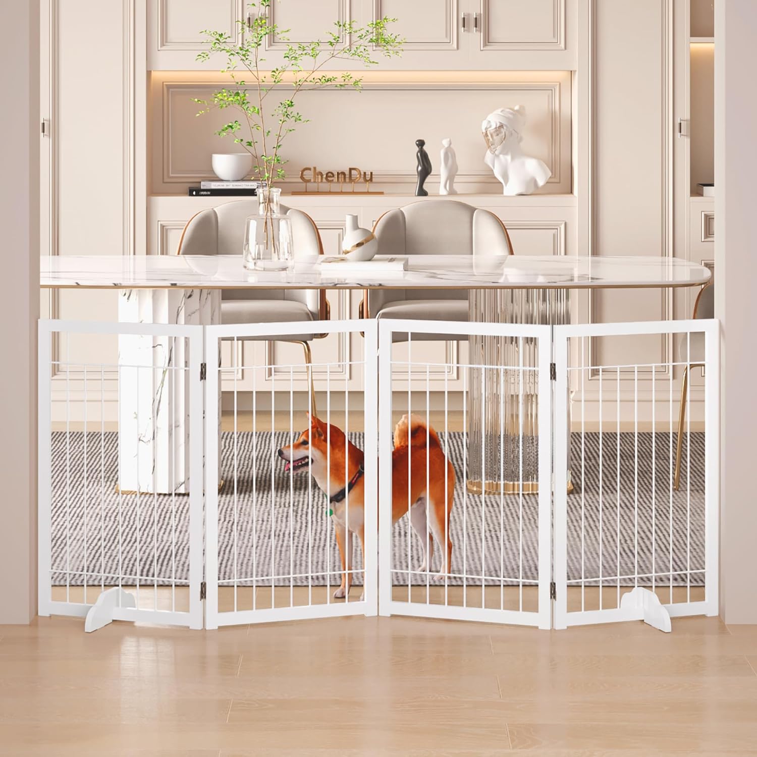 MUOU Freestanding Dog Gate, Wide 72" Tall 30" Pet Gate
