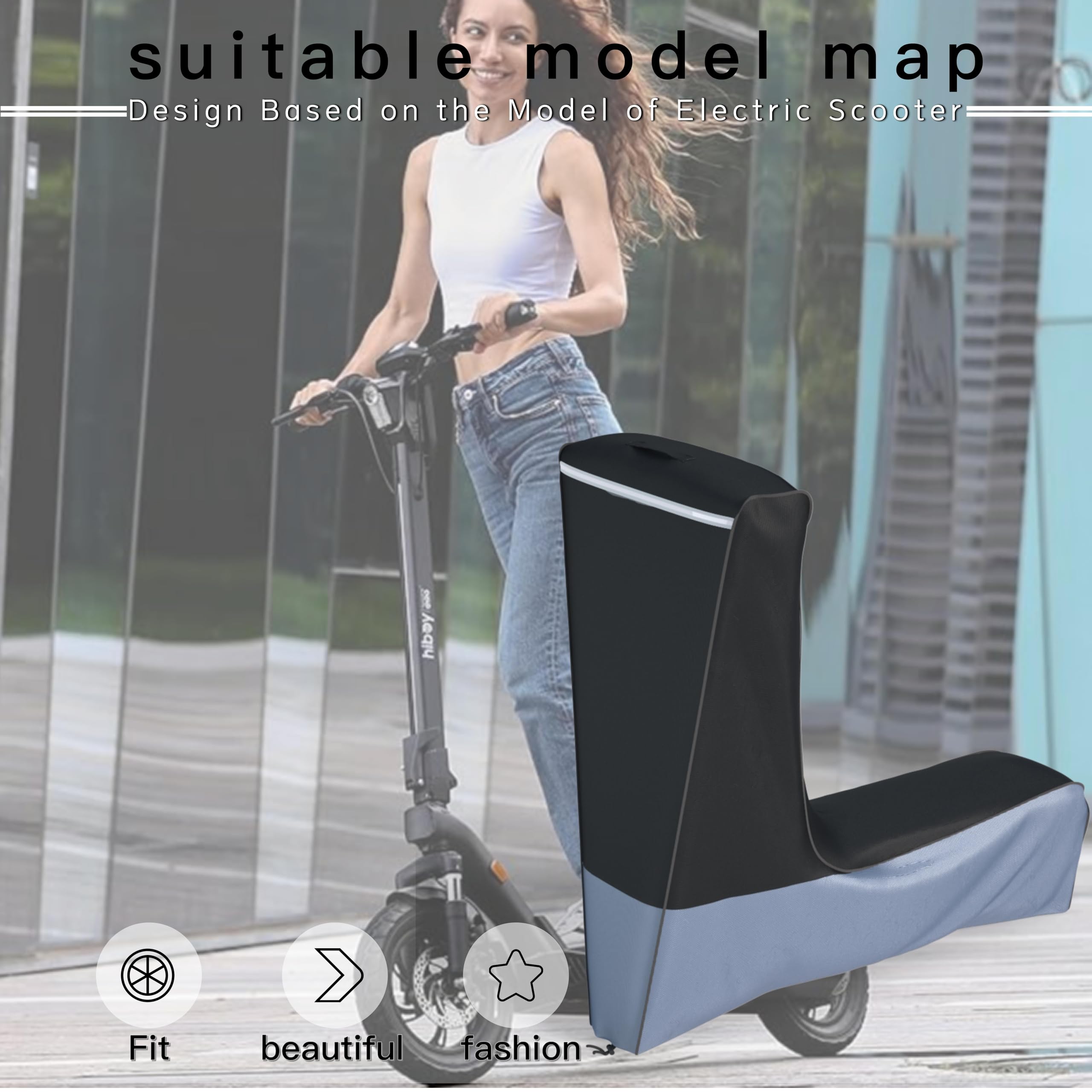 Funda para scooter eléctrico (300 W-3000 W), ajuste universal para todas las estaciones, diseño de mejor ajuste, tela Oxford resistente, protección a prueba de polvo y viento (negro gris) (54 x 28 x 5