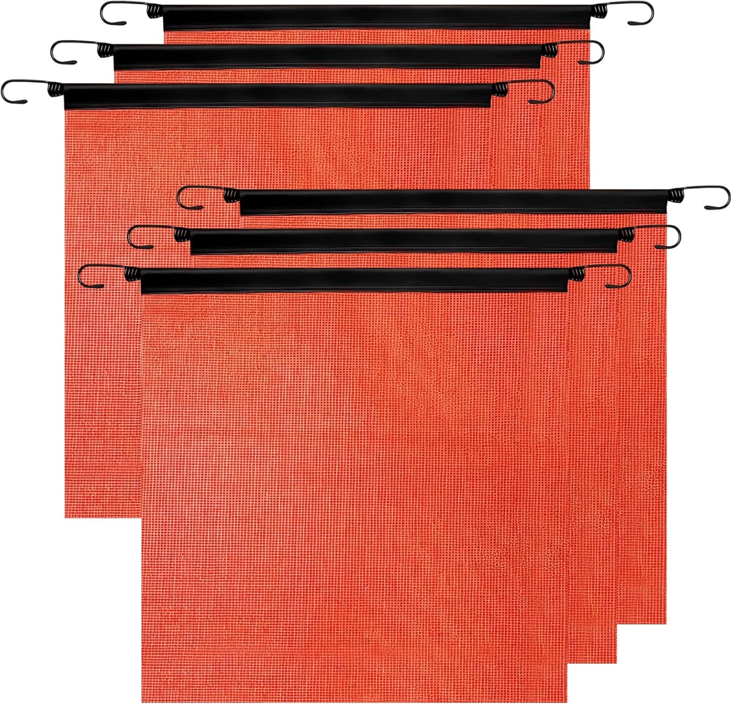 6 Pcs Bright Orange Pvc Mesh Safety Flags With Elastic Hooks, 18X18 Tear-Resistant Design For Traffic And Outdoor Visibility