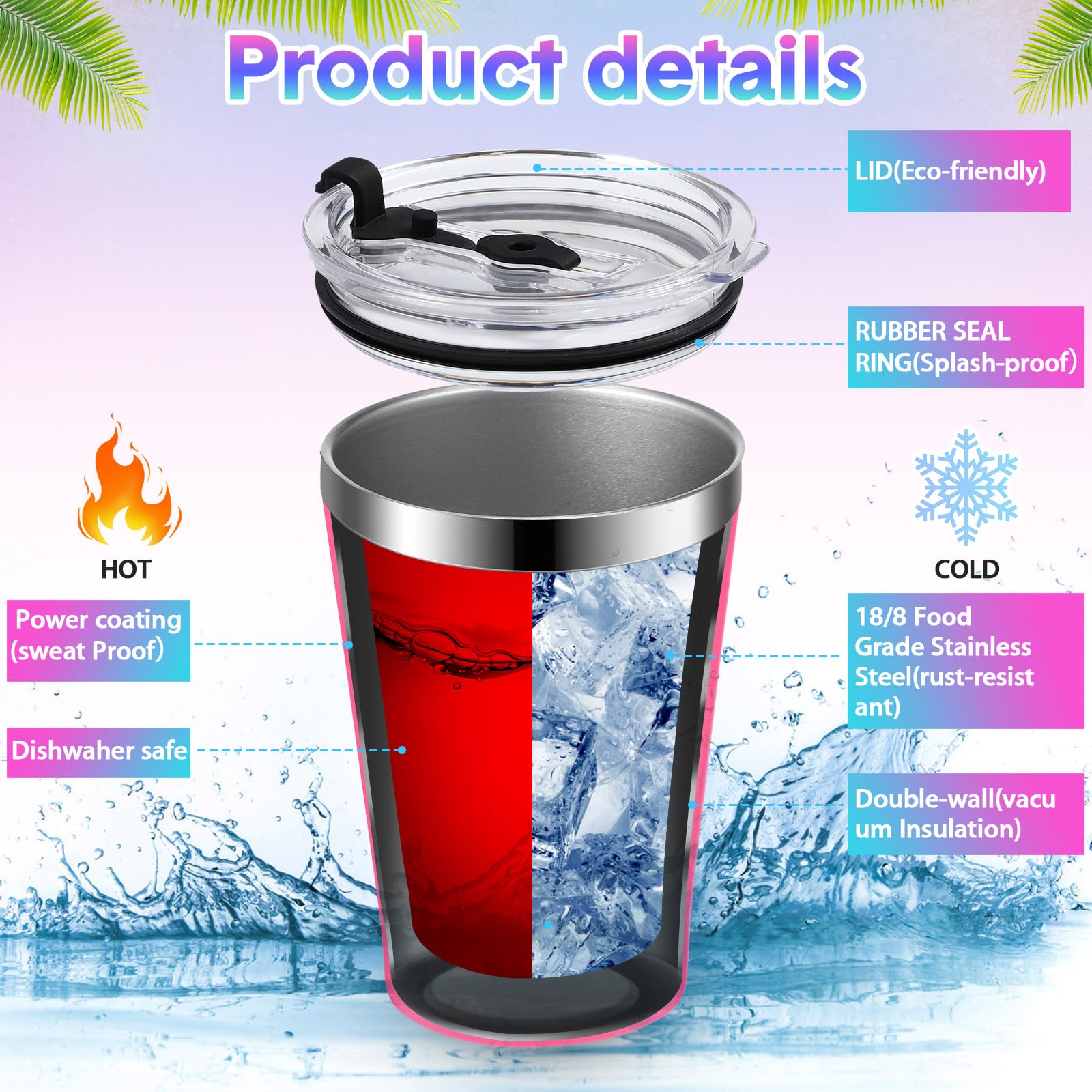 Amazon.com | Potchen 16 Pack 12 oz Stainless Steel Insulated Tumbler Bulk  with Lids Small Tumblers Vacuum Double Wall Coffee Cups Powder Coated  Travel Mug Ideal for Hot and Cold Drinks Home
