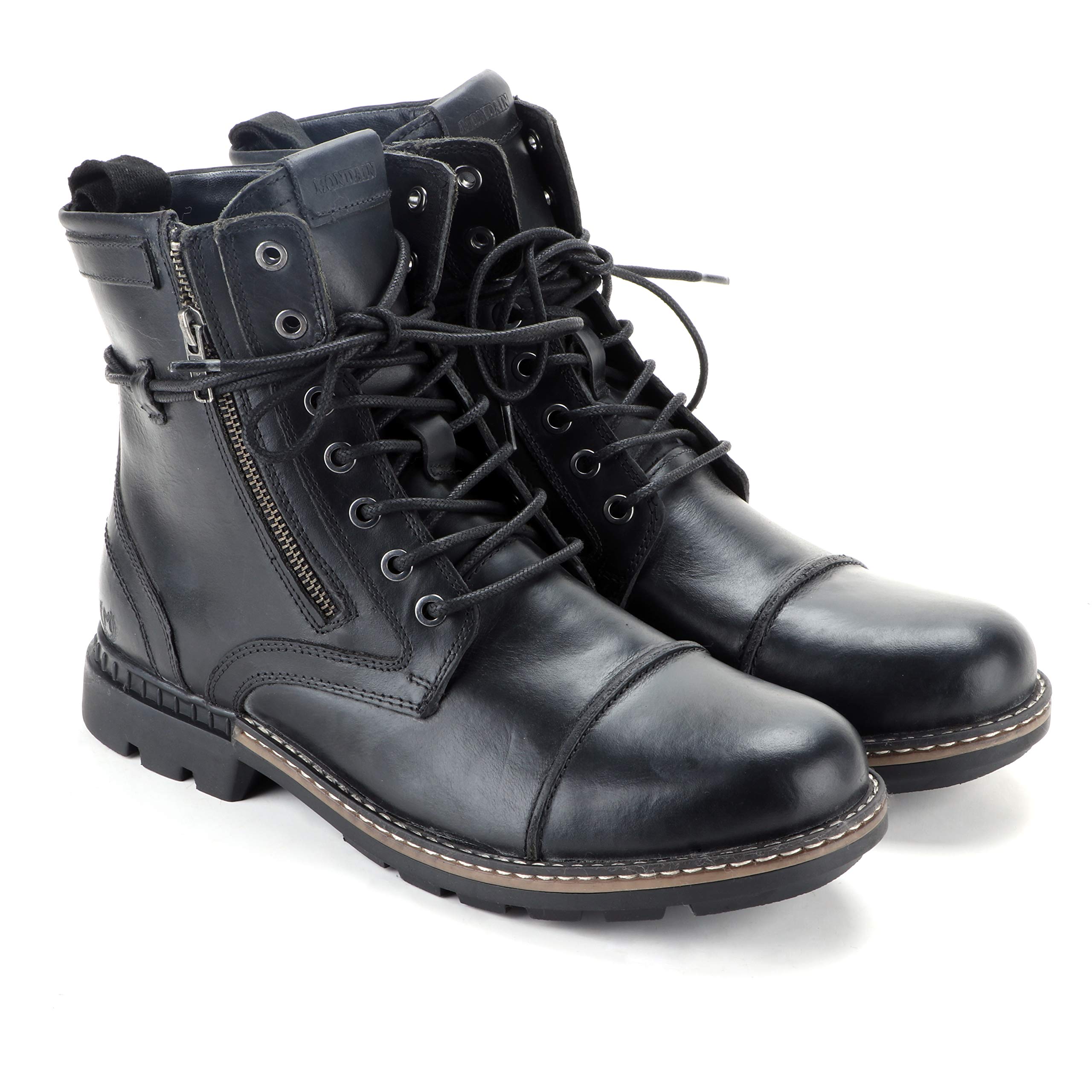 MONDAINLeather for Men Stylish Long Ankle Chain Buckle Formal Officer Class Shoes S Grain Leather Light Weight Mens Shoes. Boots for Men(MDBS-501)