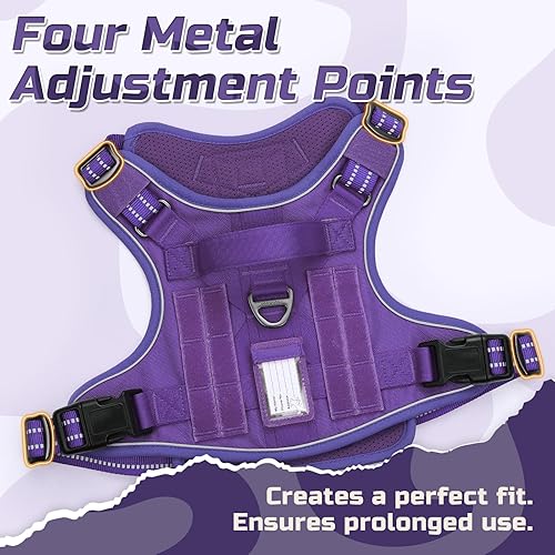 Miniatura 5 de rabbitgoo - Arnés táctico para perros medianos, chaleco de servicio militar sin tirones con asa y equipo Molle, fácil control para entrenar y