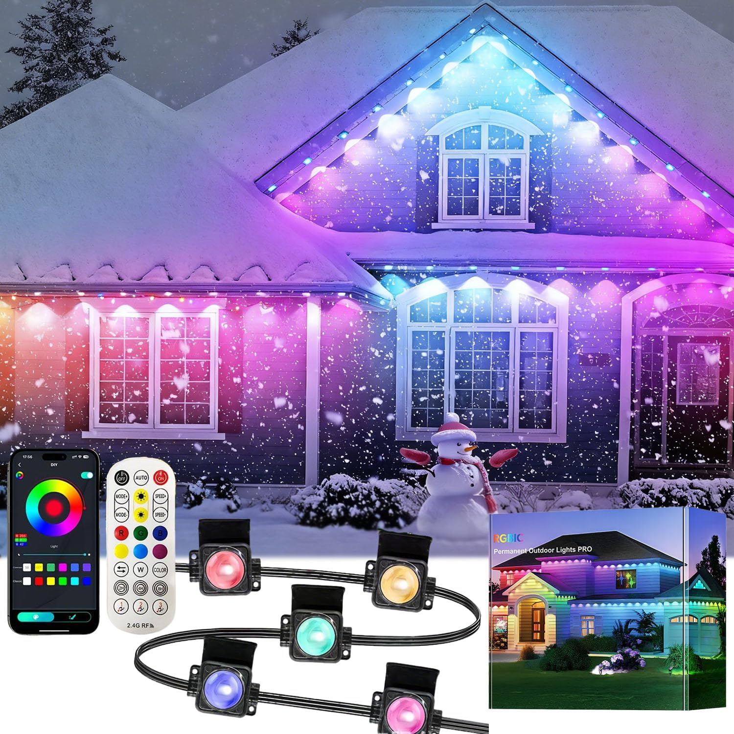 Zewnętrzne Paski Świetlne Led,27Stóp/56Stóp/114Stóp,Z 22/44/88 Diodami Led,Sterowanie Czasowe,Scena Diy,Sterowanie Aplikacją/Głosem/Pilotem,Lampy Okapowe 3 W 1,Wodoodporność,Do Dziedzińców,Willi 8.4m