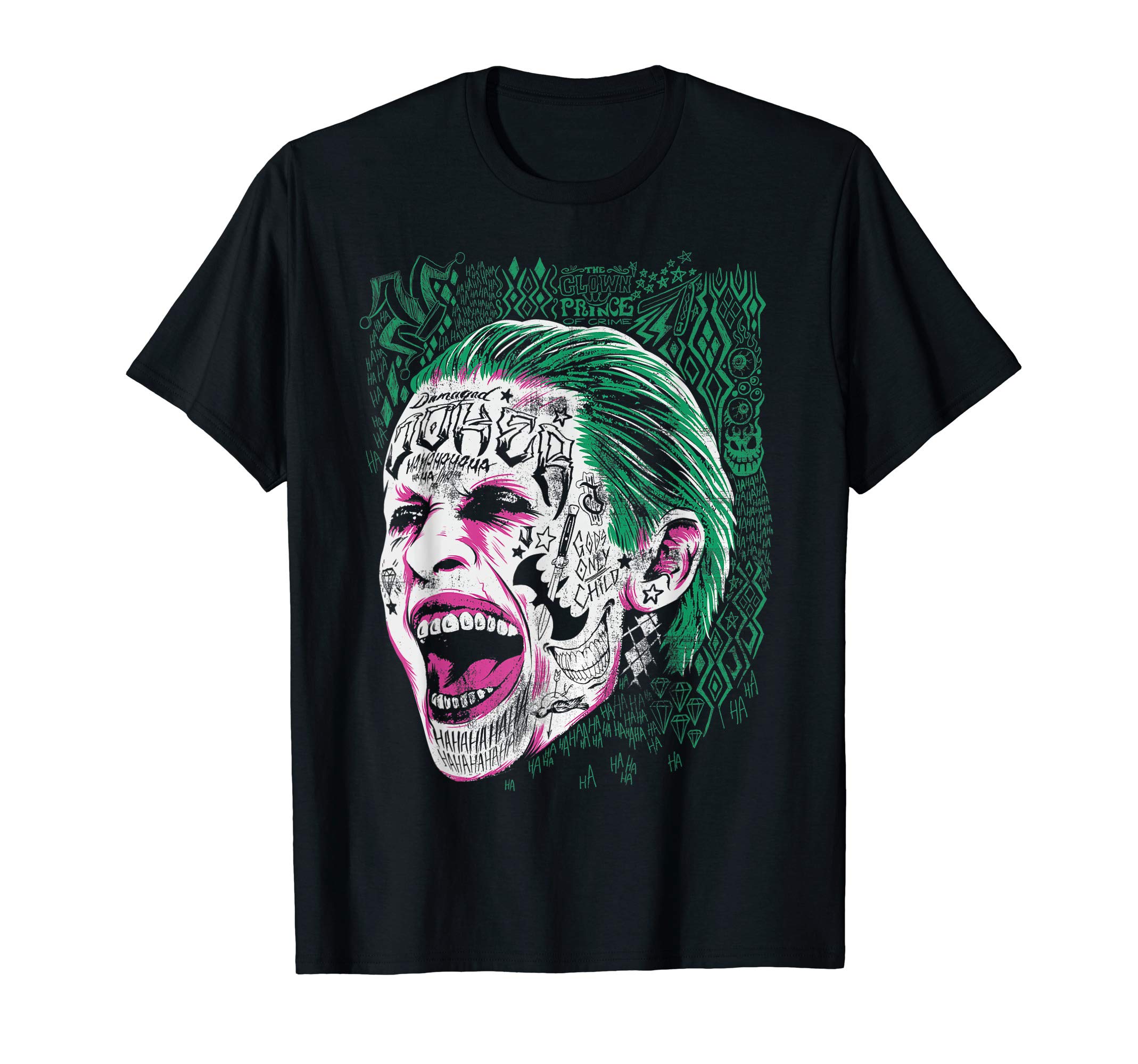 DC MoviesDC Suicide Squad Harley Quinn Joker Face Tattoo T-Shirt