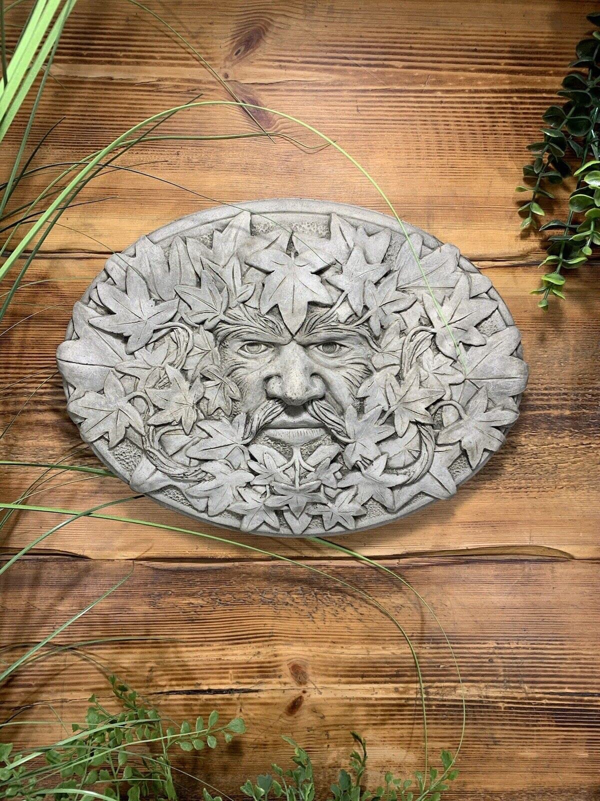 STONE GARDEN TREE MAN GREEN MAN WALL PLAQUE HANGING ORNAMENT