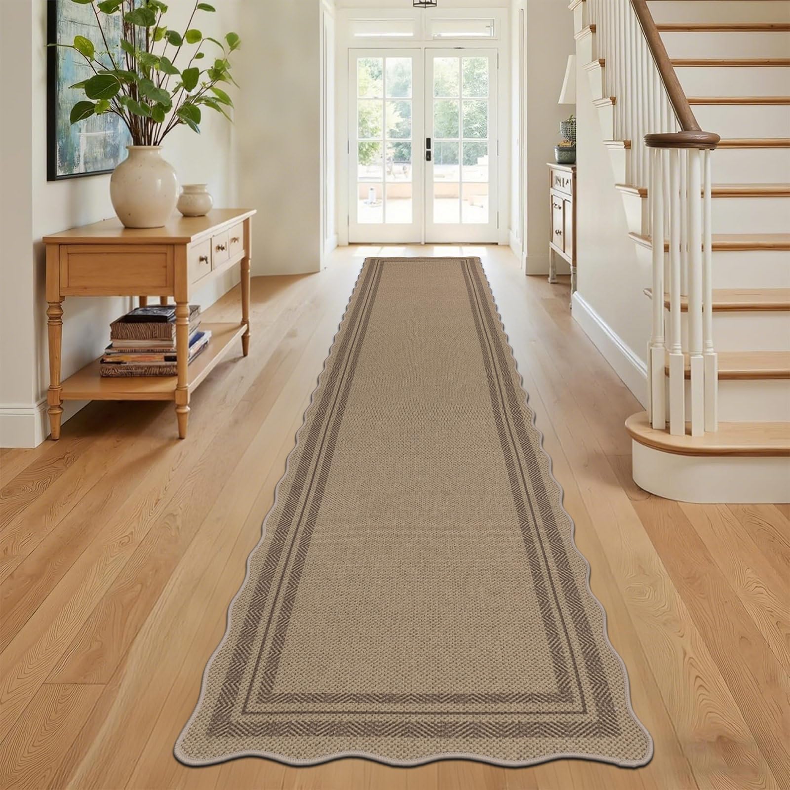 SHACOS Runner Rugs for Hallway Non Slip 60x240cm Thin Woven Carpet Runners for Hallways Washable Hall Runner Rug Long Floor Mat for Indoor Entryway Kitchen Laundry Room, Brown — image 1