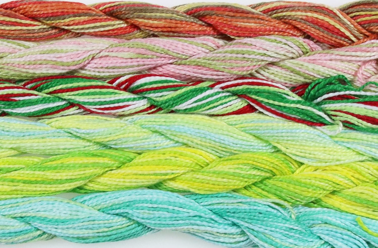 KCS 328 Yards Mercerized Pearl Cotton Crochet Needlepoint Thread,Size 5,12 skeins,Color Variegated