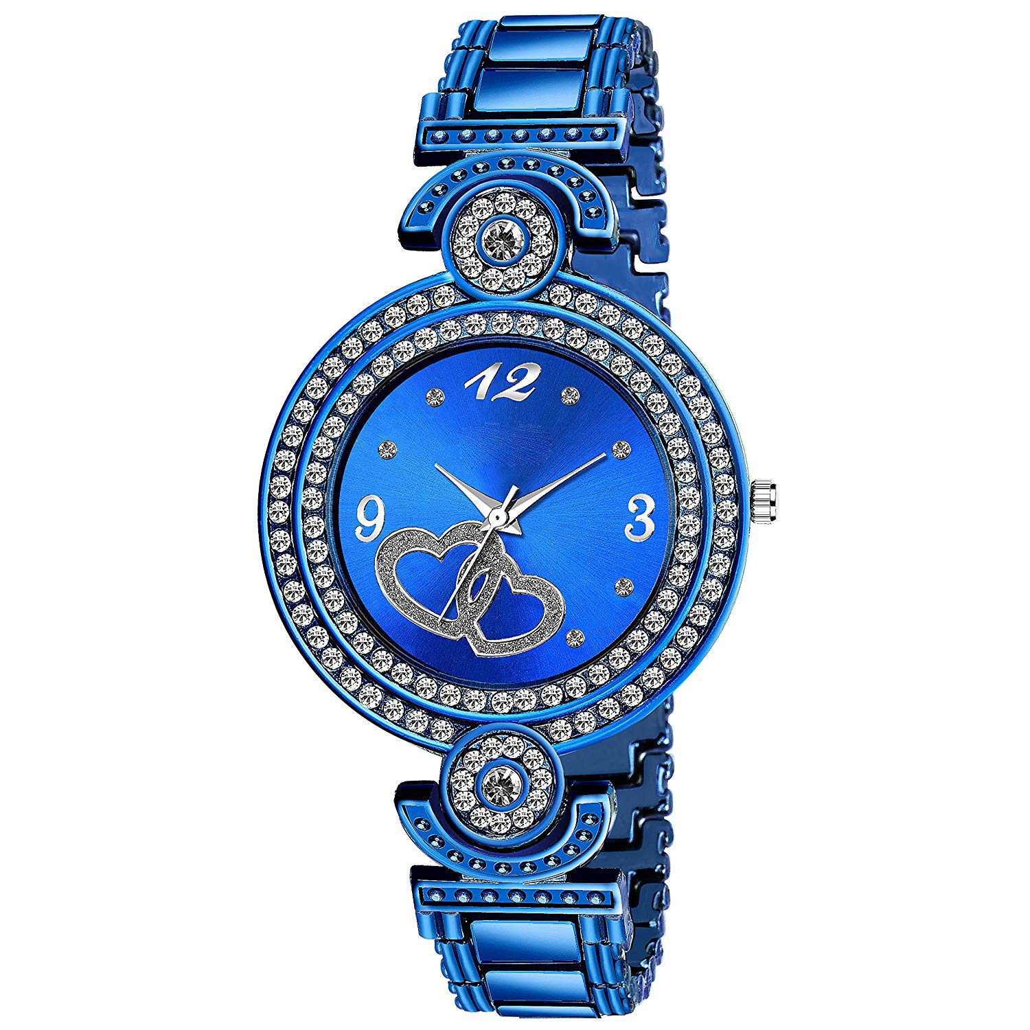 HORCHIS Eye Catching Latest Blue Heart & Diamond Round Dial Watch for Girls & Womens (B08BG3HVV7) Amazon Price History, Amazon Price Tracker