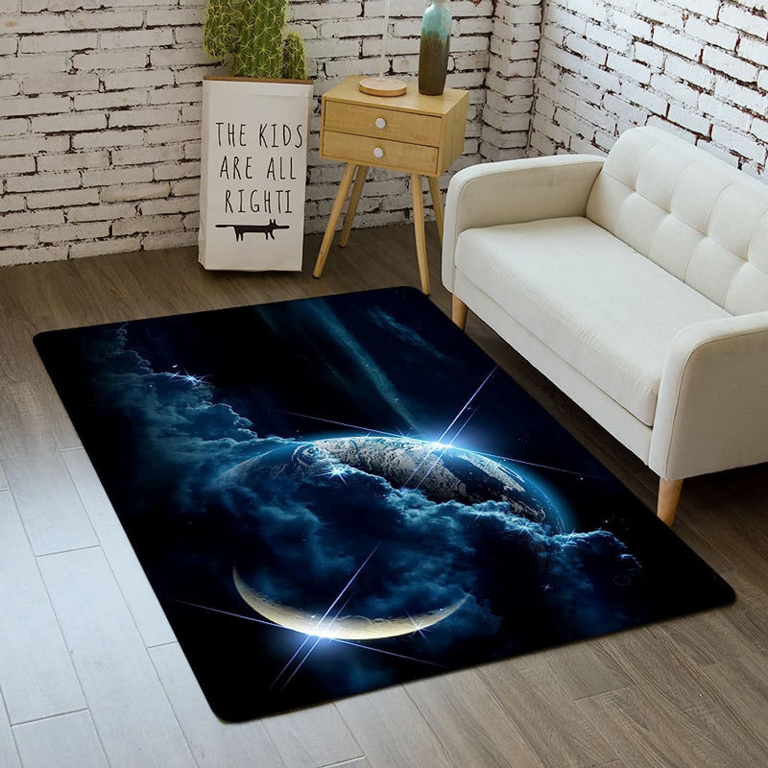 Lumière De Couleur Cosmique Étoile Lune 3D Imprimé Tapis Salon Table À Thé Canapé Tapis Chambre Maison Étude Décor Tapis Balcon Couloir Tapis 140 X 200 Cm - Polyester Doux Au Toucher Facile À Ne -5Z6G