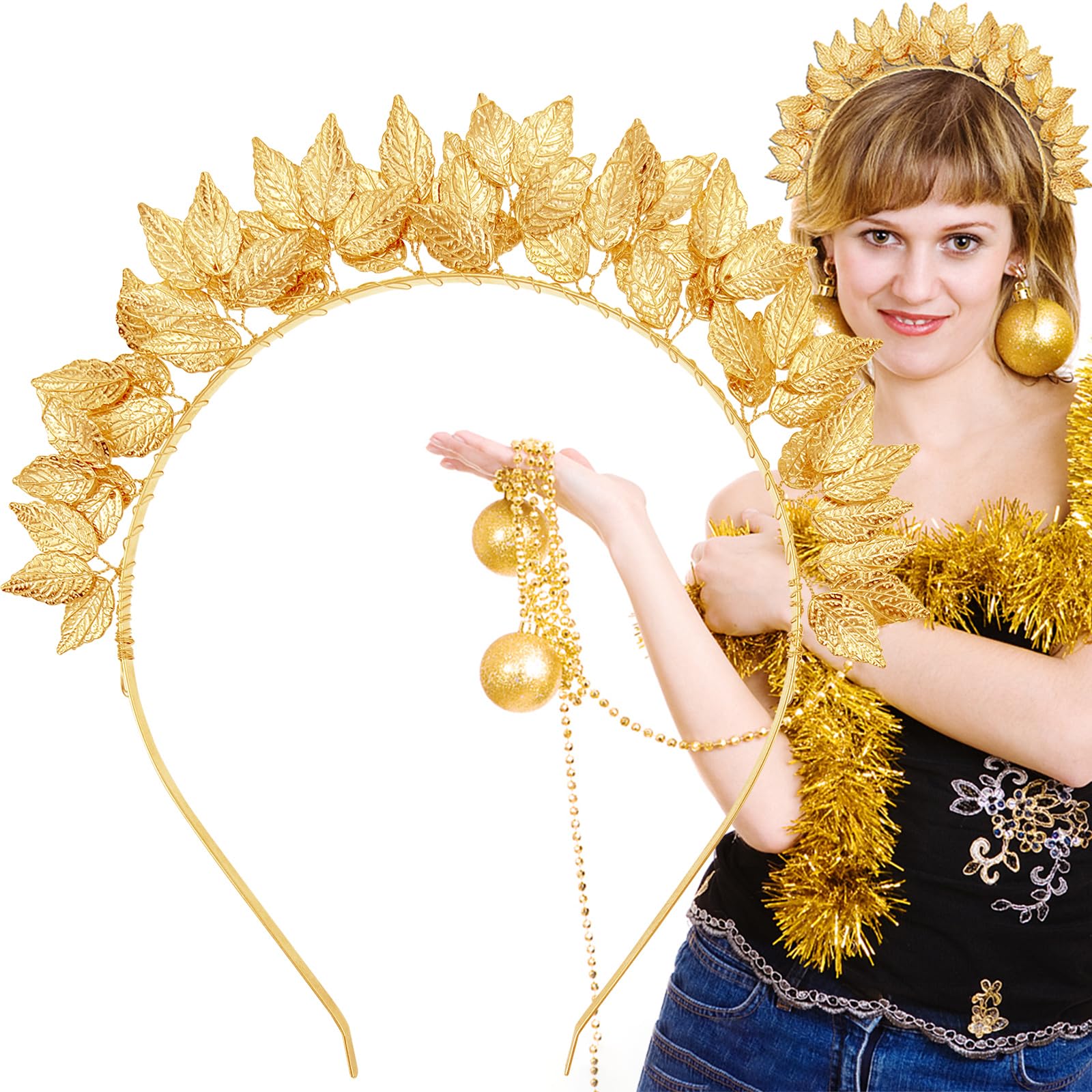 Jaczora Gold Leaf Headband,Roman Leaf Crown