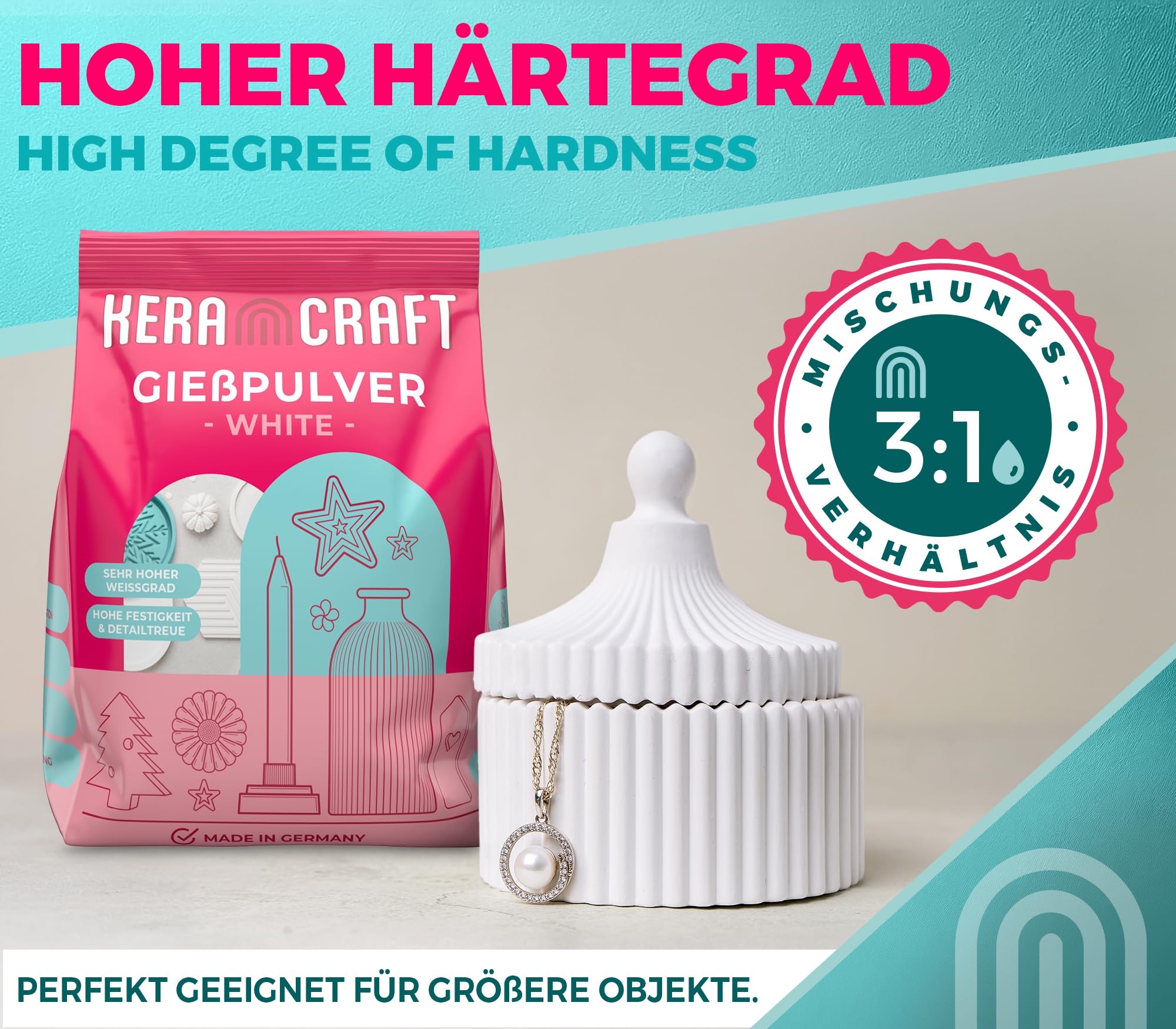Keracraft Gießpulver weiß 2x4,5kg - Reliefgießpulver weiß für kreative Projekte