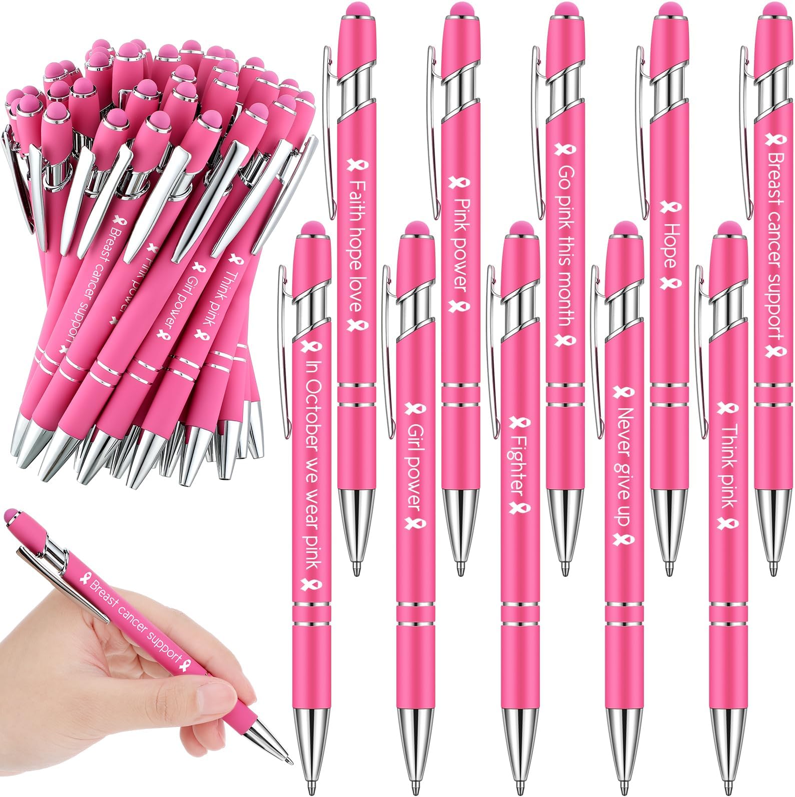 Ireer 100 Pcs Purple Awareness Ribbon Pen Bulk Breast