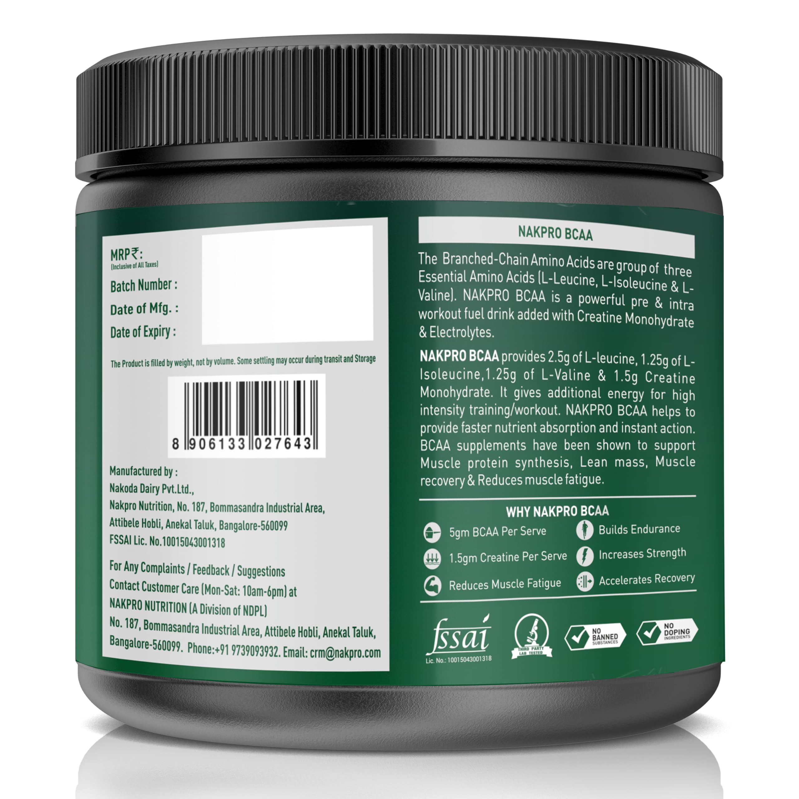 NAKPRO BCAA-Instantized 2:1:1,BCAA - Jar (31 Servings, 250g- (250 g, Pink Guva) - Image 3 thumbnail