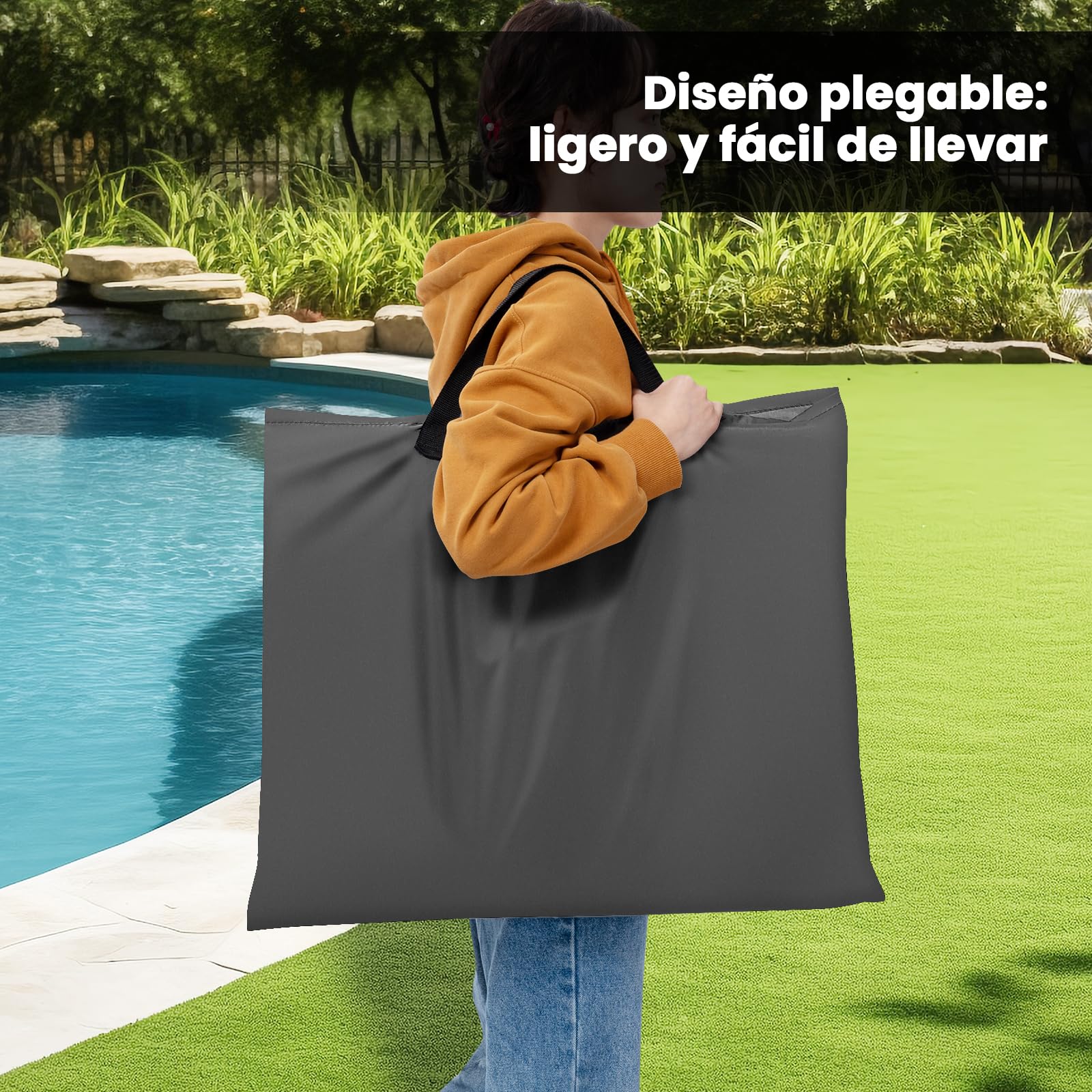 WOLTU Juego de 2 Tumbonas de Playa Plegable, Tumbonas on Respaldo Inclinable en 3 Niveles, con Reposacabezas y Bolsa de Almacenamiento, 48x132x54 cm, Gris Oscuro