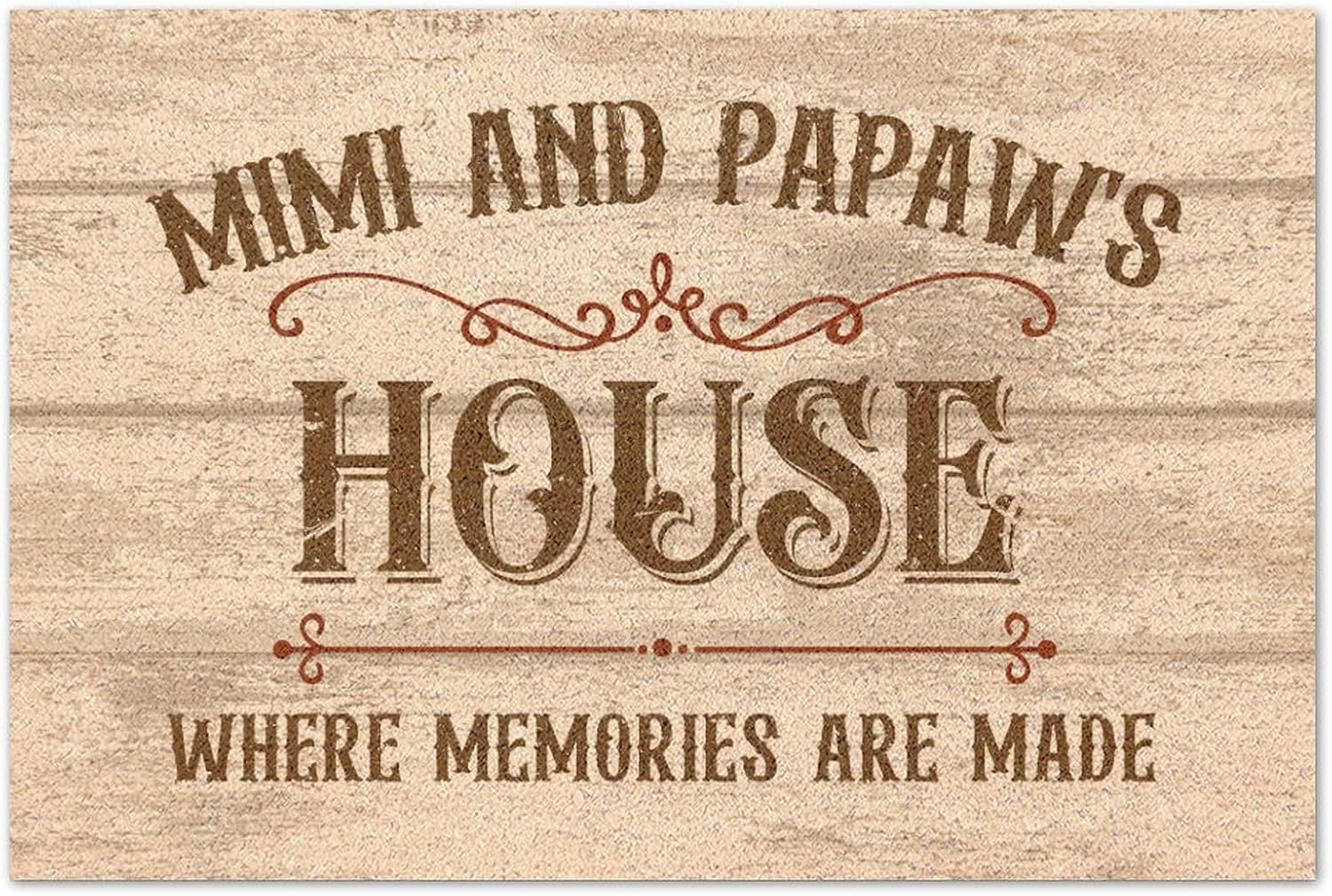 Mimi and PAPAW'S House Where Memories are Made Coir Fiber Doormat 24x36in Outdoor Indoor Non-Slip Doormat Rustic Door Mat Floor Rug for High Traffic Areas Patio Home Décor