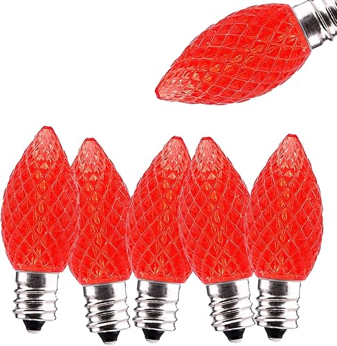 Miniatura 10 de Jawtach Paquete de 50 bombillas LED C7C9 de repuesto con certificación UL, 25 LED SMD en cada bombilla de luces de Navidad para tira de luces al