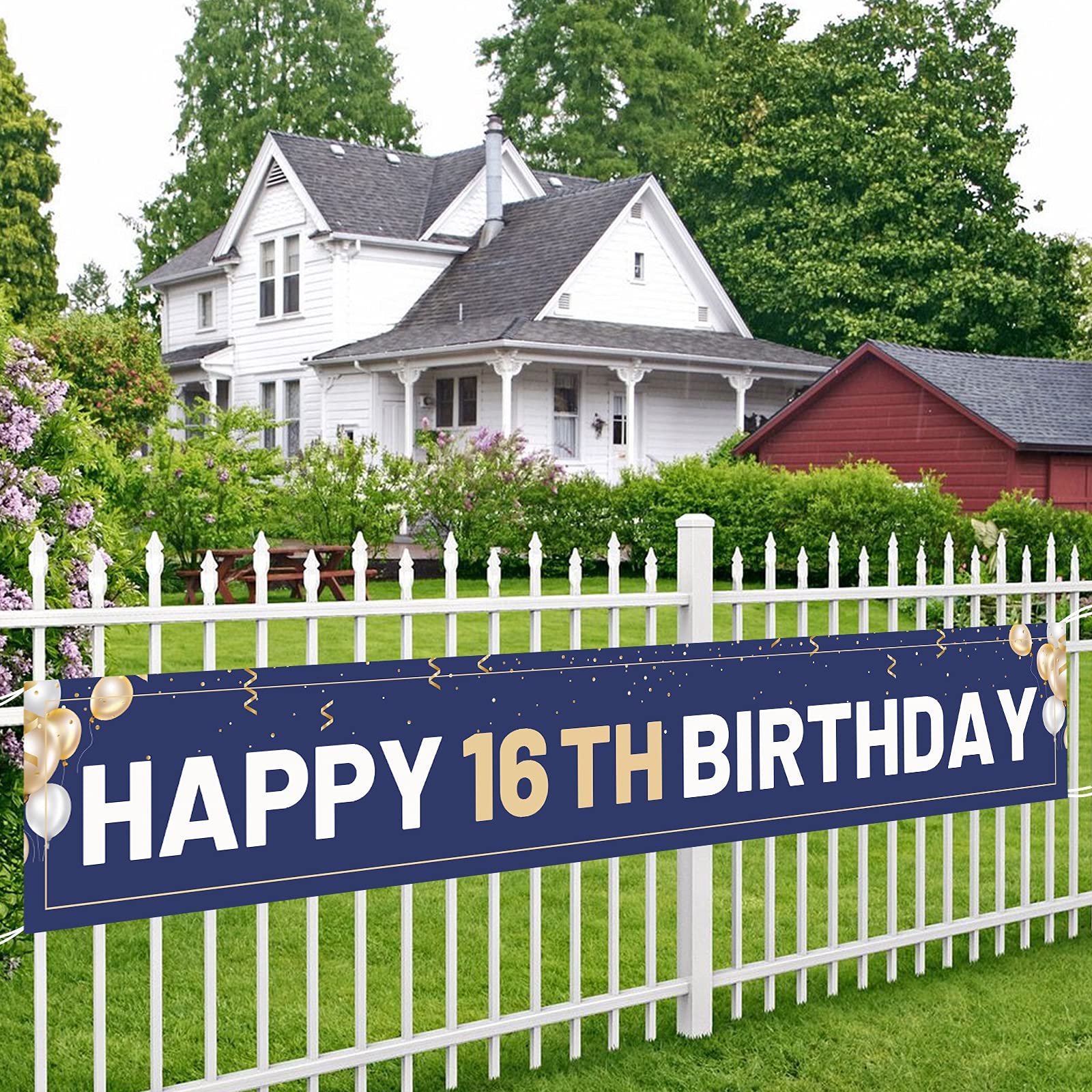 Striscione Blu Per 16° Compleanno: 3x0.5 M, In Tessuto Poliestere, Riutilizzabile E Impermeabile - 5