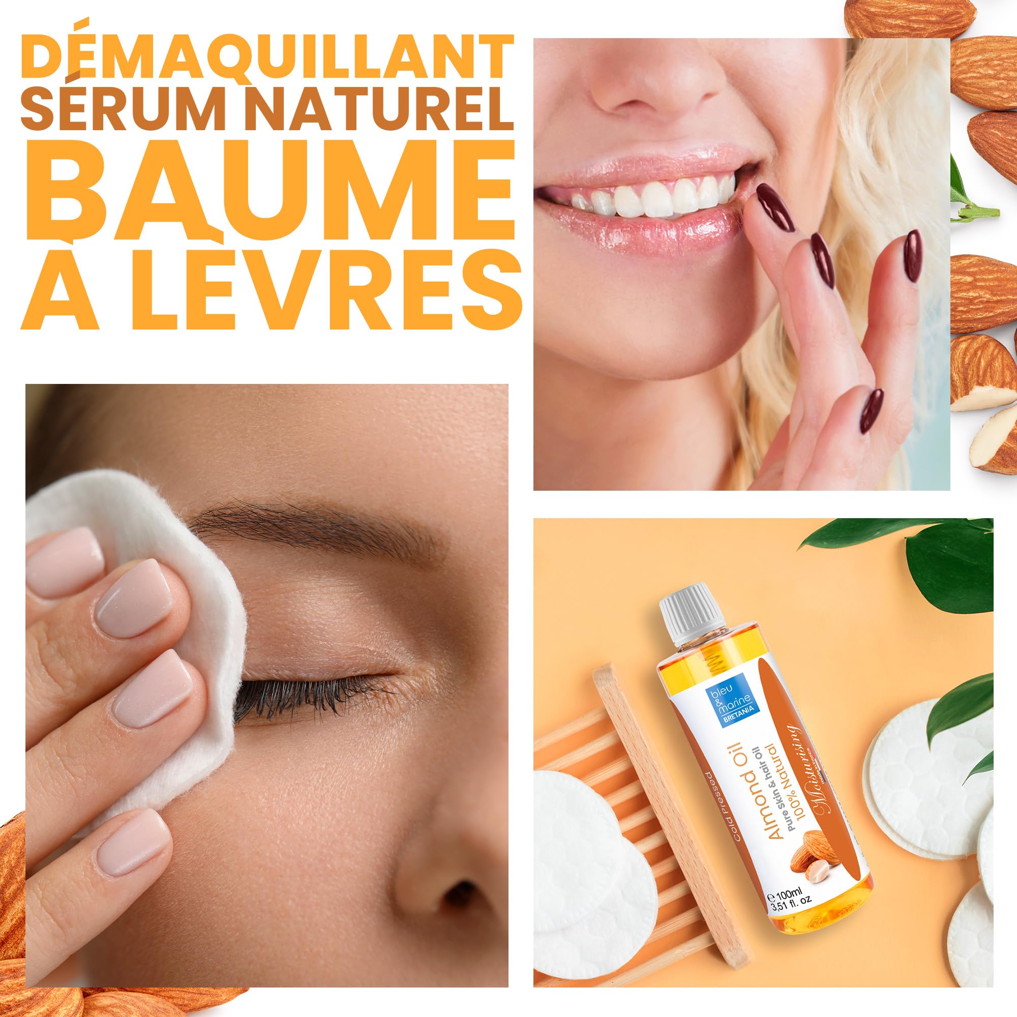 Huile Amandes Douces Pressée à Froid 5000 ml, Anti-vergetures, Hydratante, Soin Cheveux, Ongles, Cuticules, Démaquillante Naturelle
