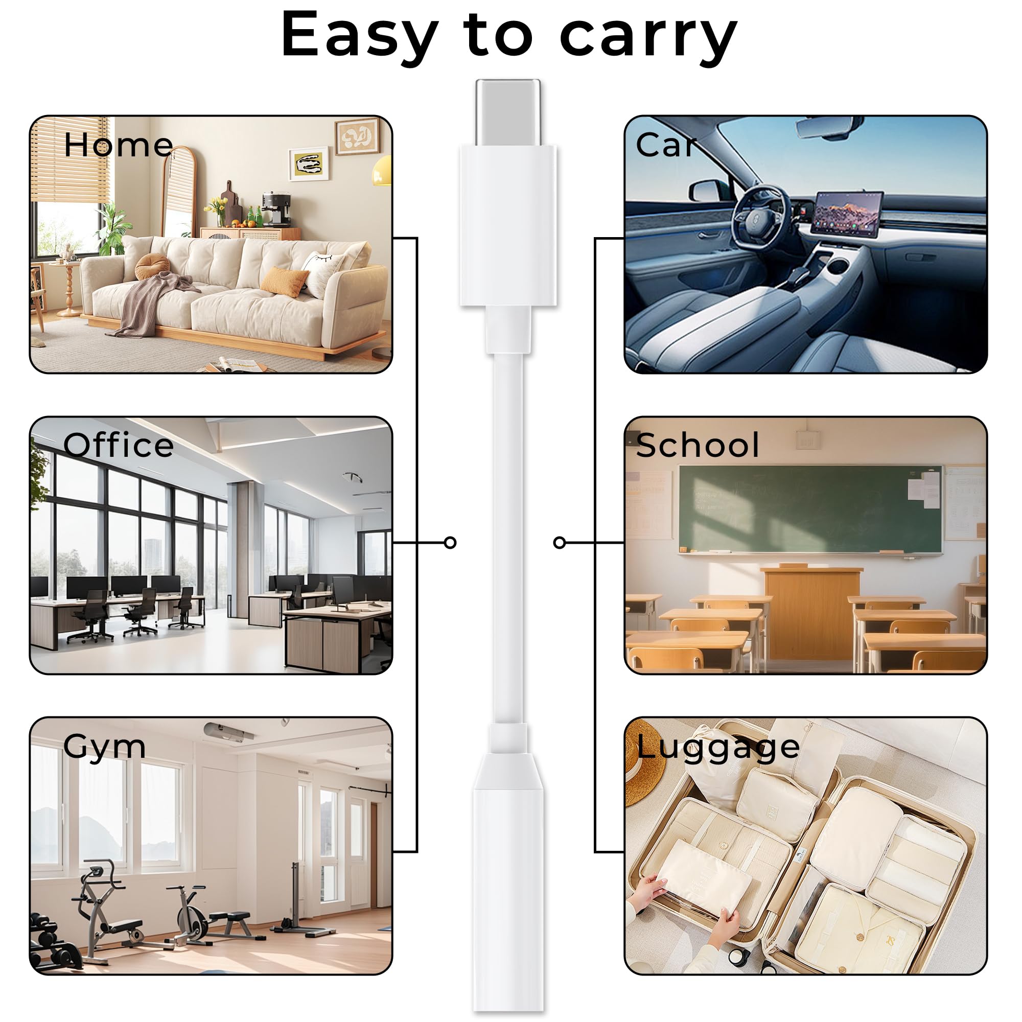 Adaptateur USB C Jack 3,5mm, Convertisseur USB-C vers Casque pour Samsung Galaxy S21 S20 S20+, MacBook Pro, Huawei Honor
