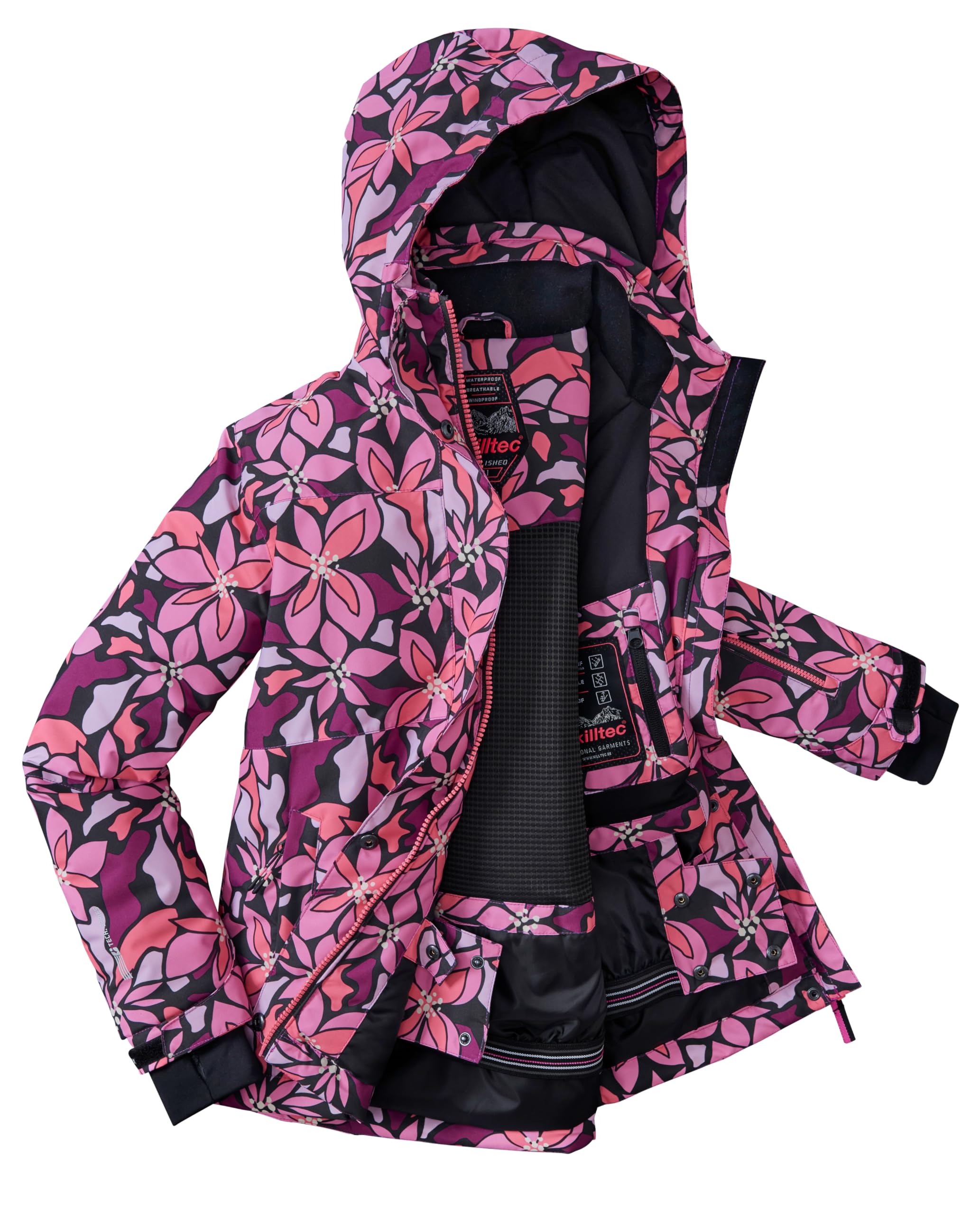 Killtec Ksw 211 Grls Ski Jckt Veste de ski/veste fonctionnelle avec capuche et jupe pare-neige Fille