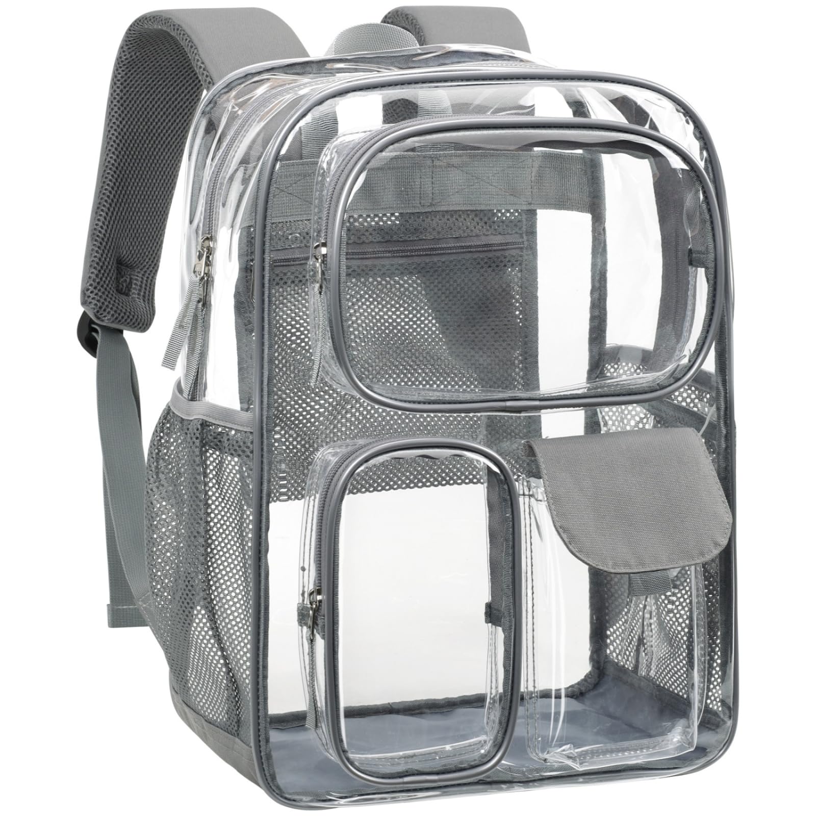 PACKISM Clear Backpack for School - 17 Inch Large Heavy Duty Clear Bookbag 3 Front Pockets for Boys Girls Students (Age 12+)