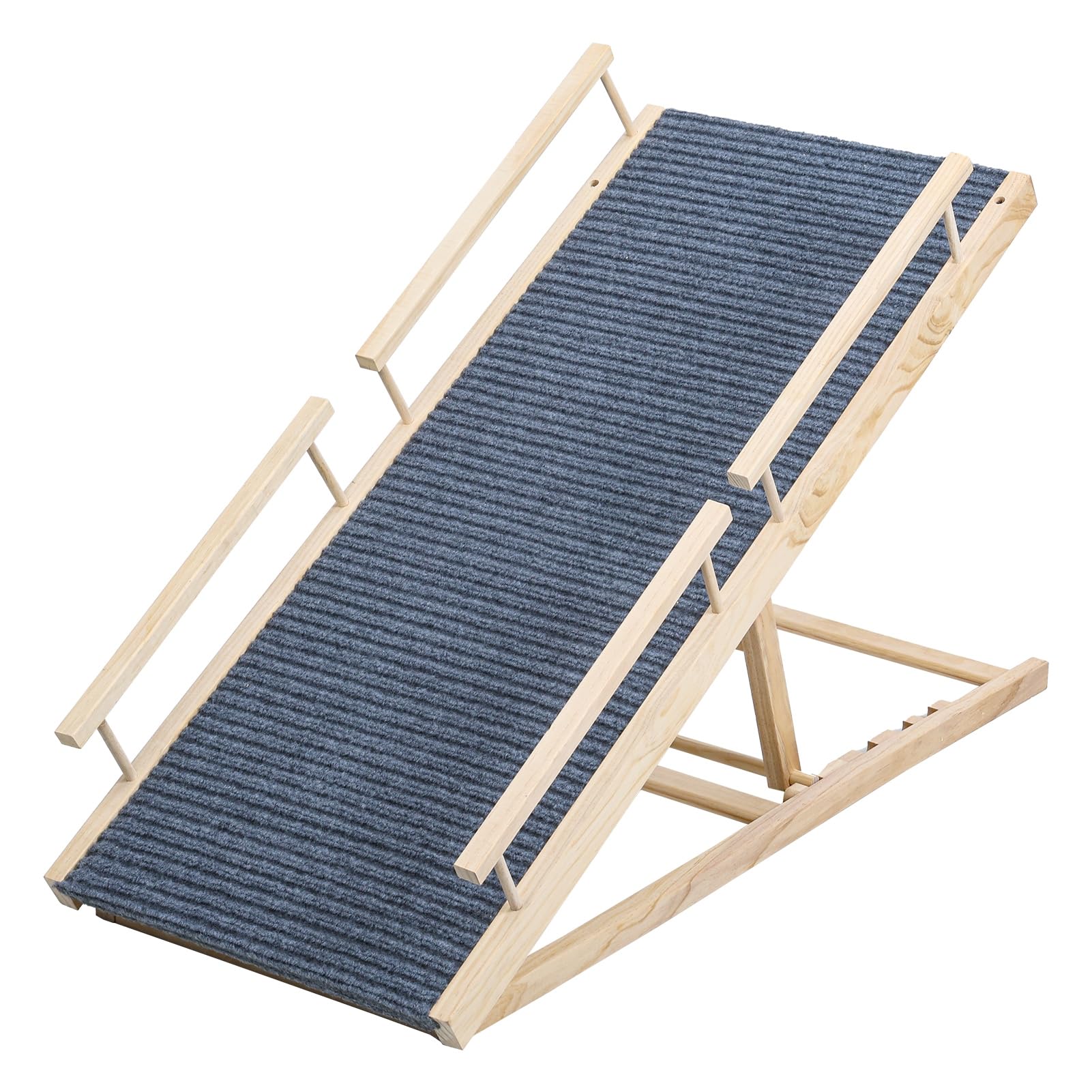 diowewea 40" Dog Ramp for Bed, Couch, Car, 4 Height Adjustable Pet Stair Ramp with Anti-slip Surface, Portable Wooden Doggie Steps for Large Old Dogs Cats Up to 150lbs 100 cm