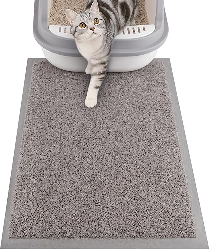 ondware Cat Litter Mat, 20x15 in Litters Box Mat Waterproof Non-Slip Easy to Clean Washable Trapping Mat for Kitty(Gray)