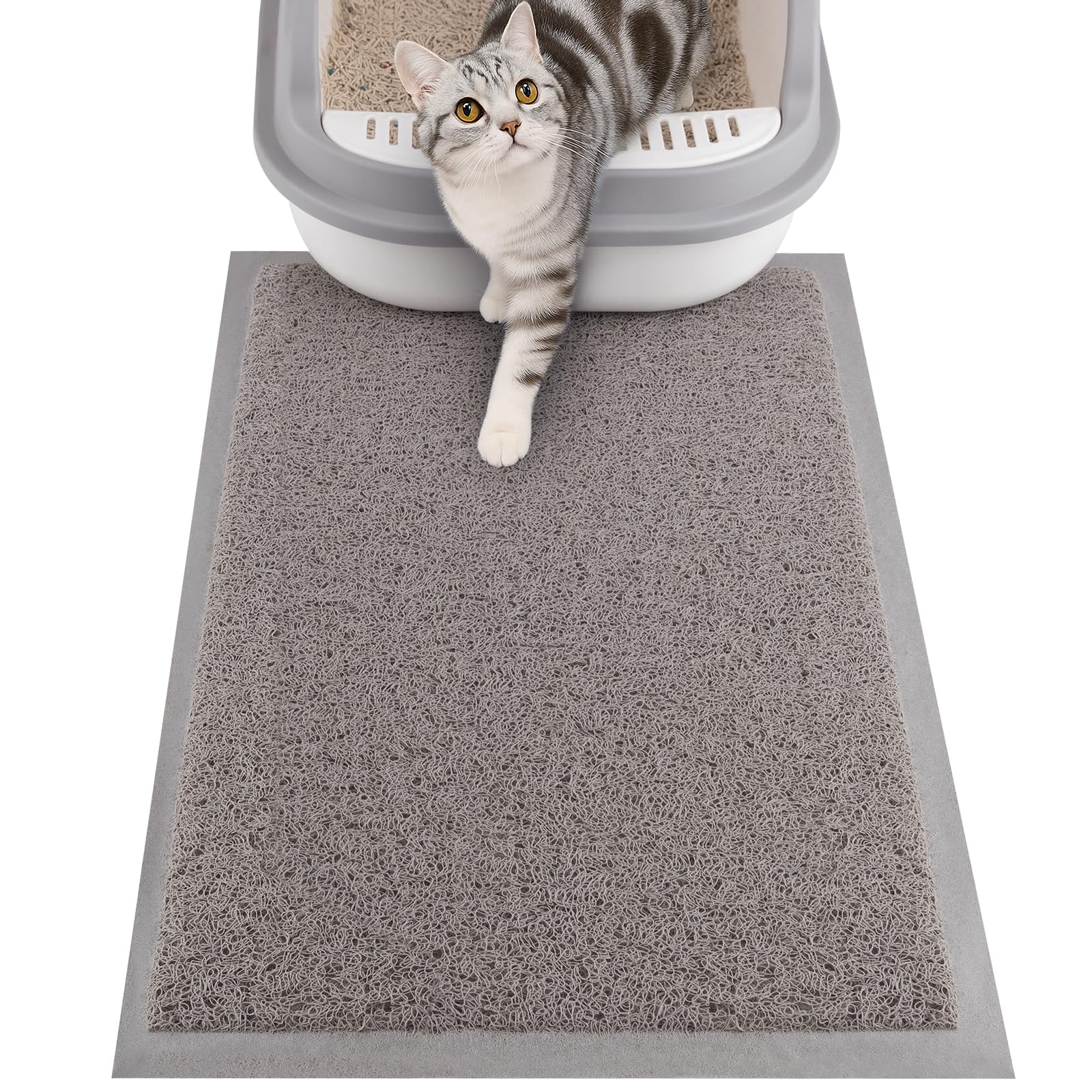 ondware Cat Litter Mat, 58x38 cm Litters Box Mat Waterproof Non-Slip Easy to Clean Washable Trapping Mat for Kitty(Gray) — image 1